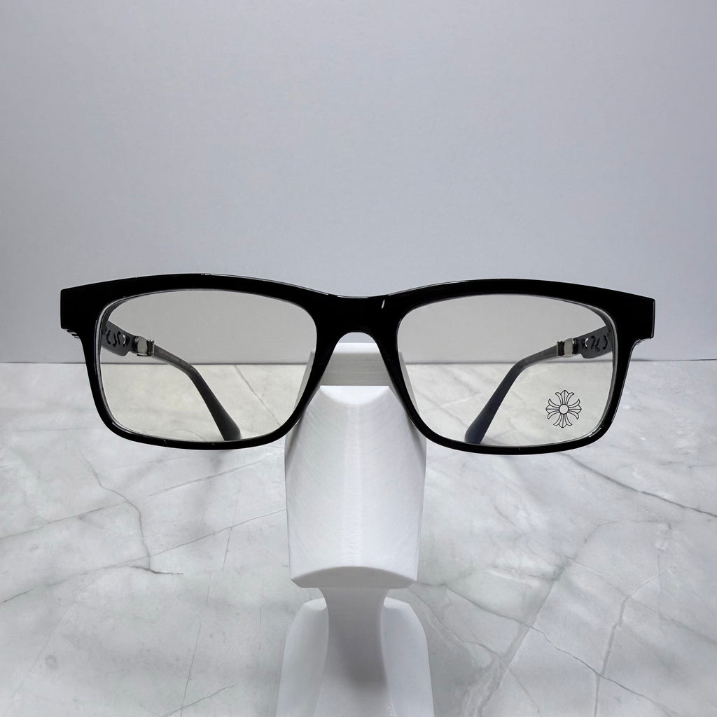 #E8: Chrome Hearts Cross Anti-Blue Lens Glasses (Black & Black)