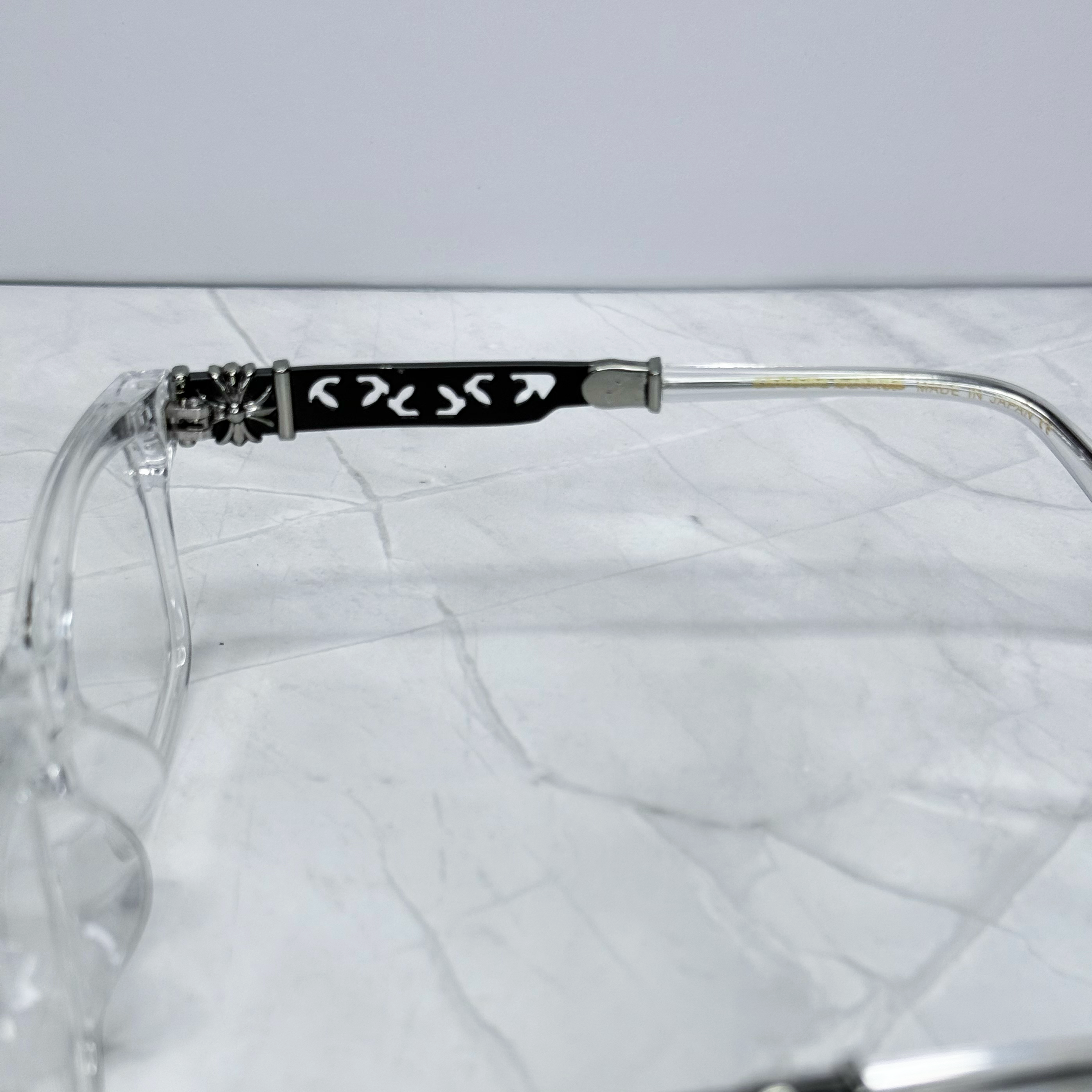 #E11: Chrome Hearts Cross Anti-Blue Lens Glasses (Clear & Black)
