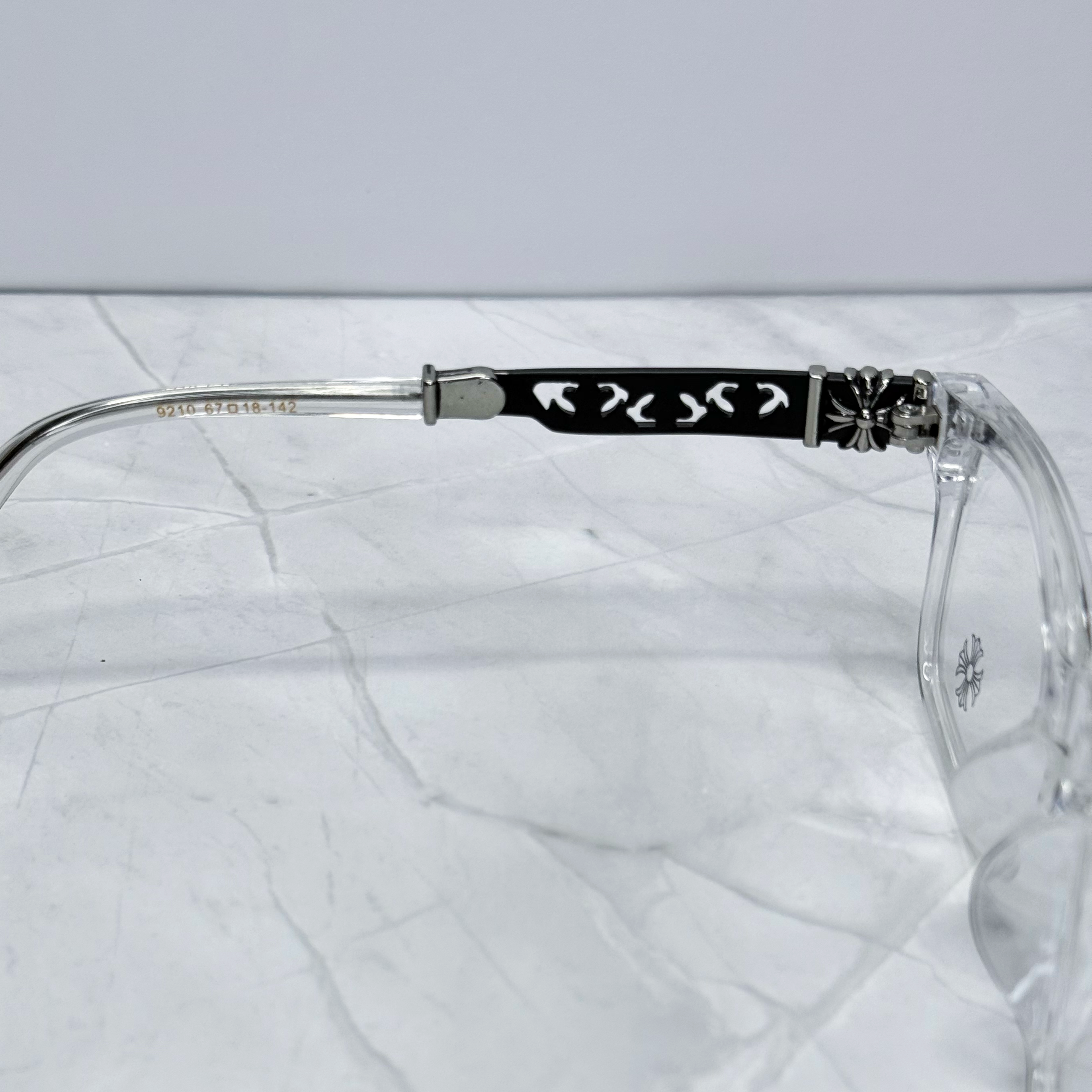 #E11: Chrome Hearts Cross Anti-Blue Lens Glasses (Clear & Black)