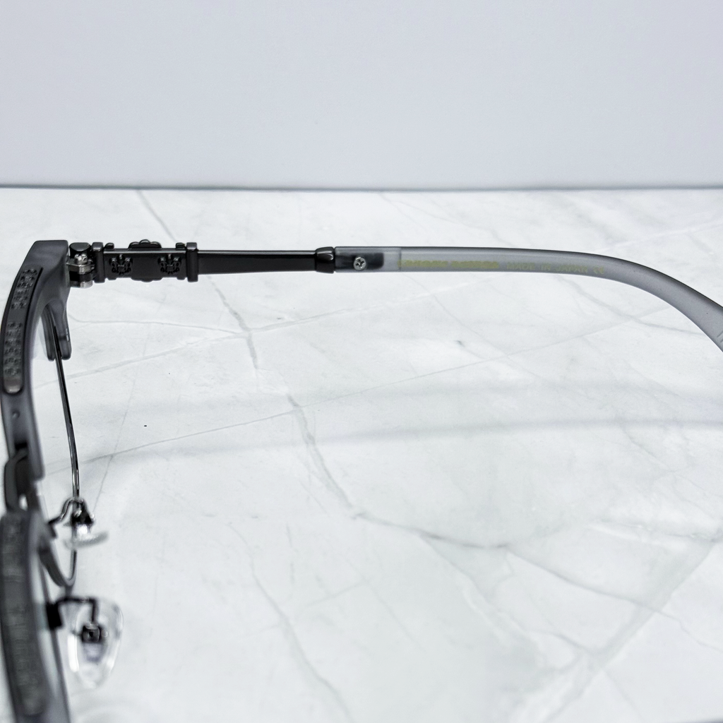 #E18: Chrome Hearts Fleur-De-Lis Anti-Blue Lens Glasses (Gray & Black)