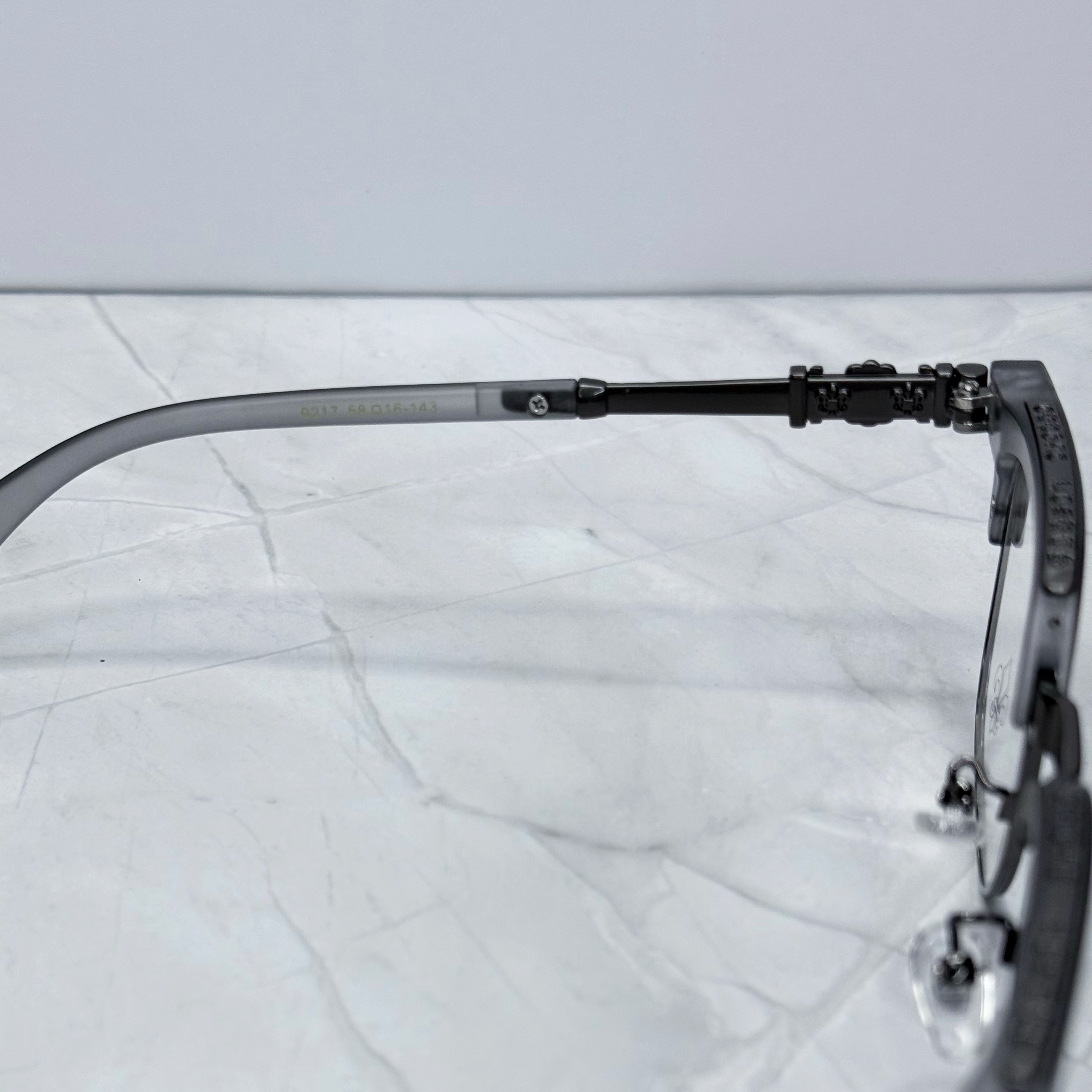 #E18: Chrome Hearts Fleur-De-Lis Anti-Blue Lens Glasses (Gray & Black)