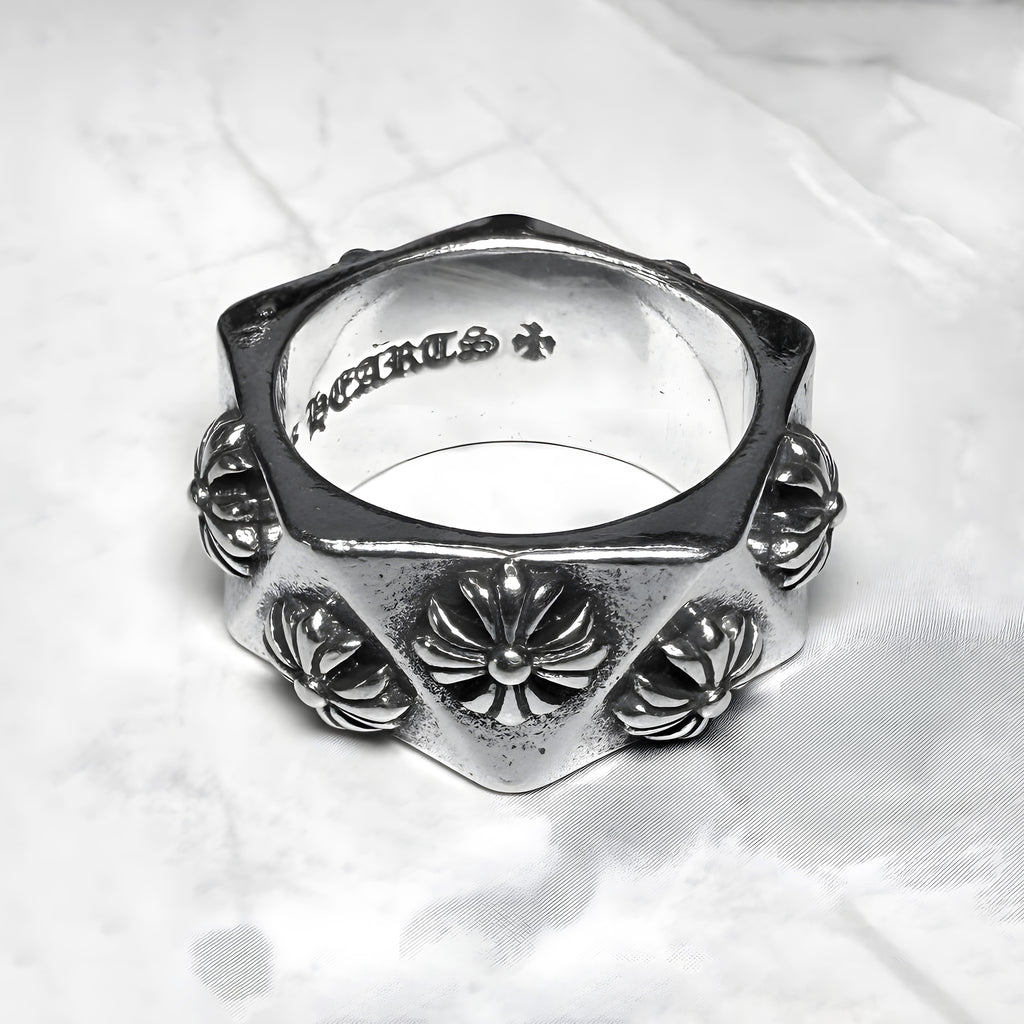 #R92: Chrome Hearts Dimensional Cross Emblem Ring (Gold-Filled)