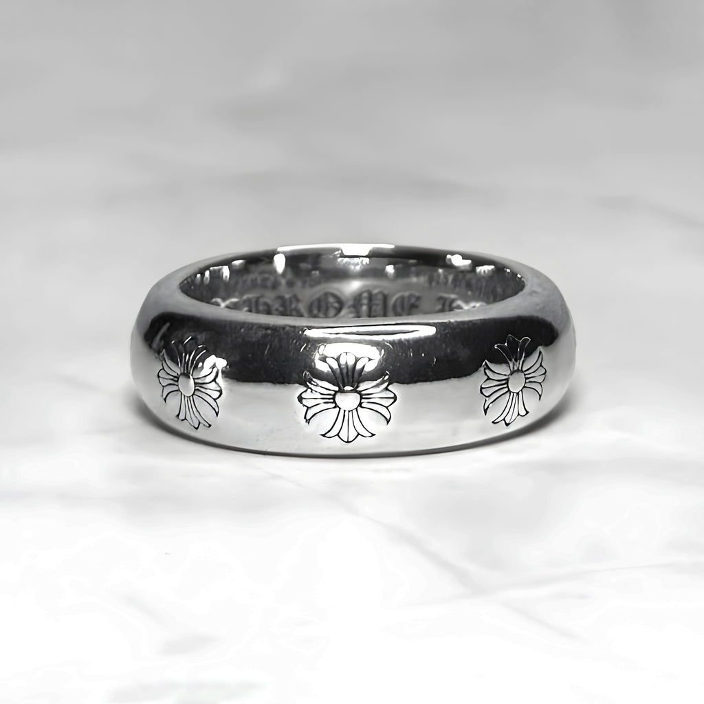 #R87: Chrome Hearts Engraved Cross Ring (Gold-Filled)