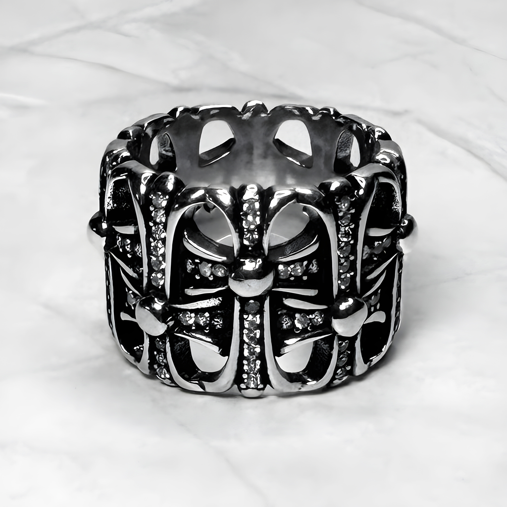 #R77: Chrome Hearts CZ Cemetery Ring (Gold-Filled)