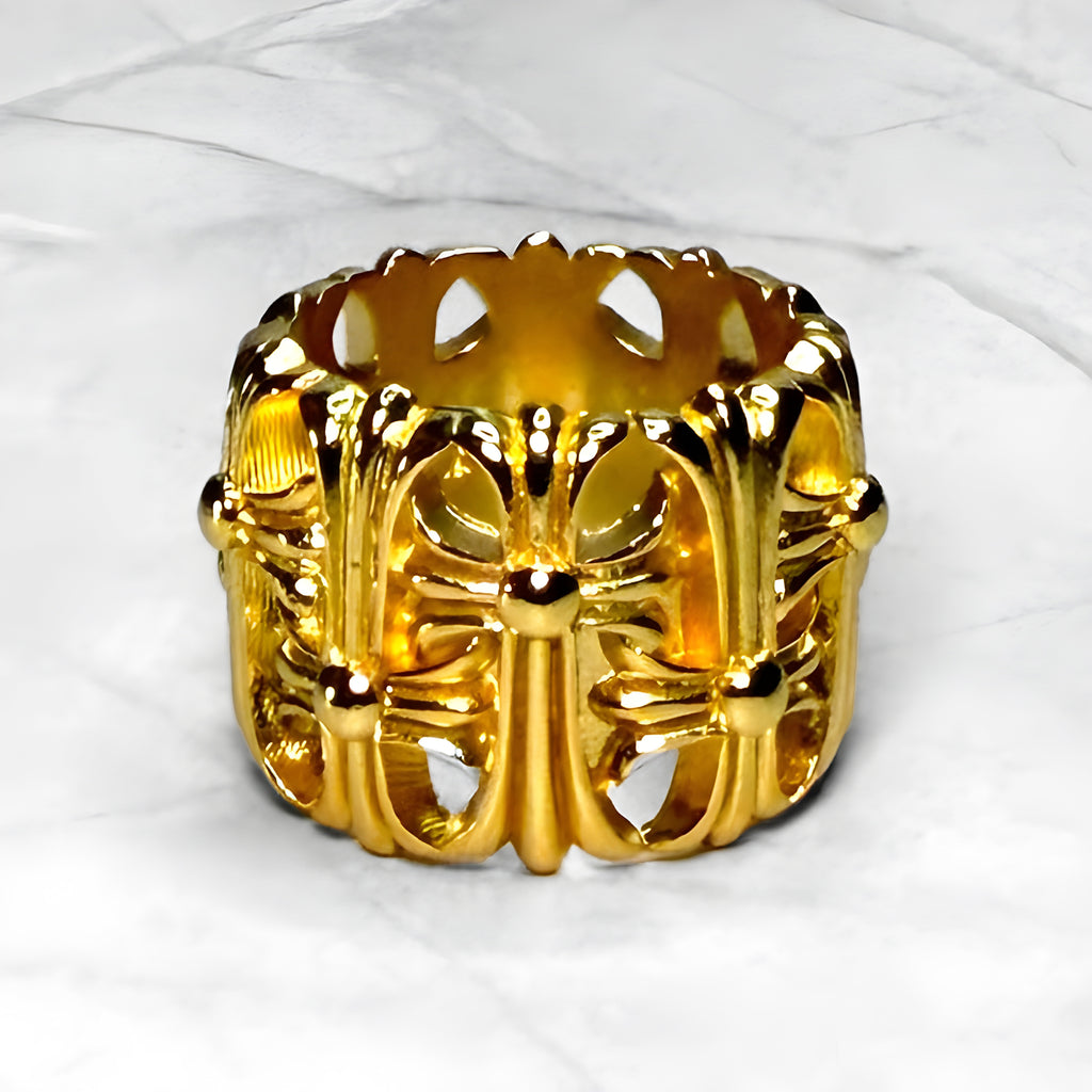#R66: Chrome Hearts Gold Cemetery Ring (Gold-Filled)