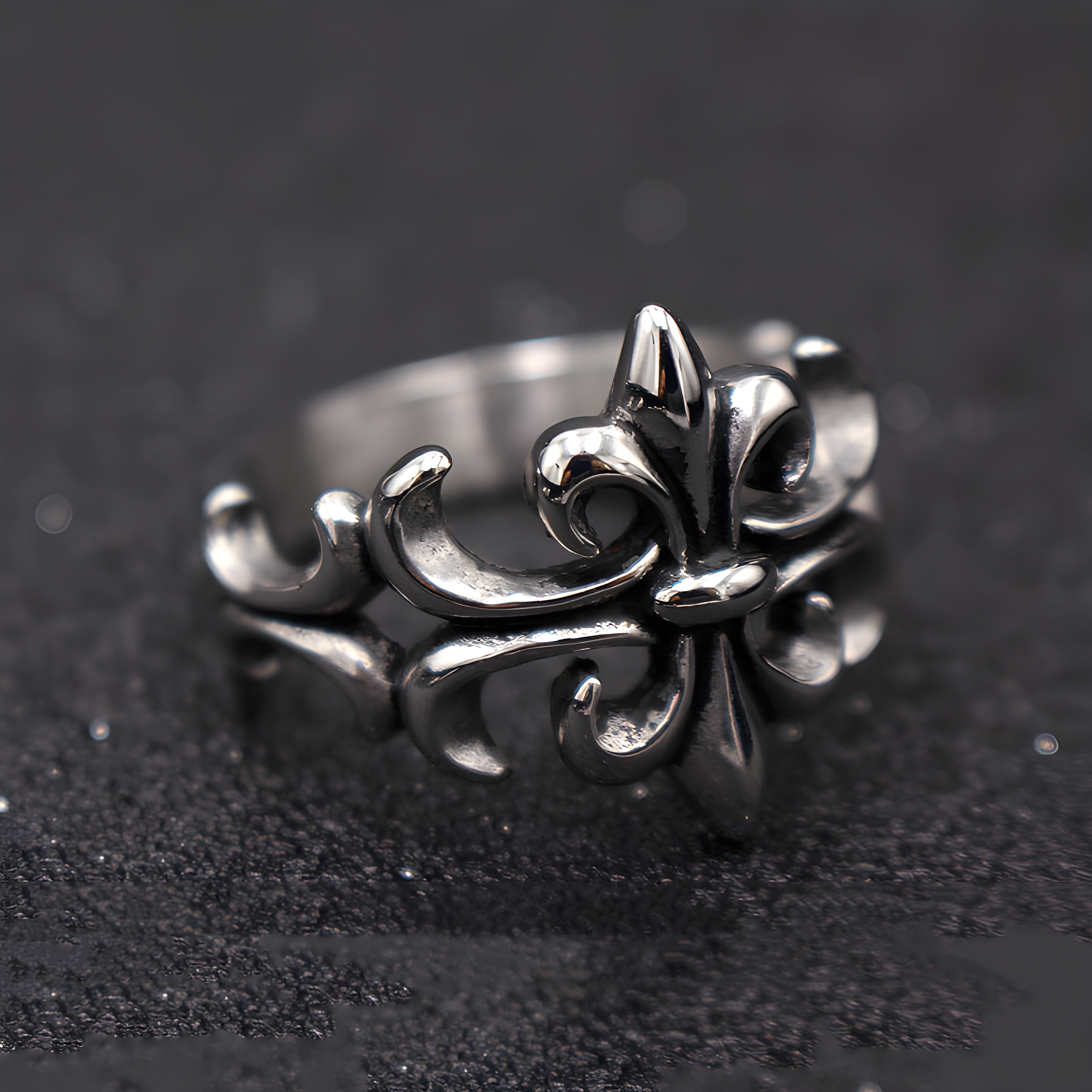 Fleur De Lis Ring (Titantium Steel)