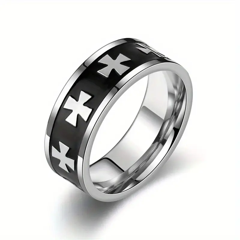 Black Cross Ring (Titantium Steel)