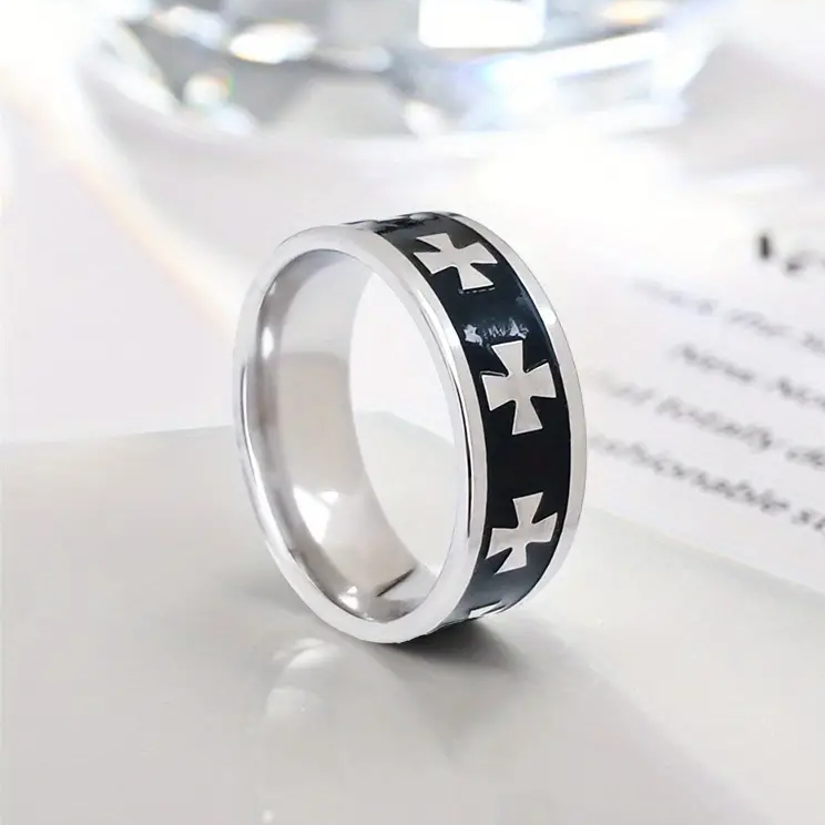 Black Cross Ring (Titantium Steel)
