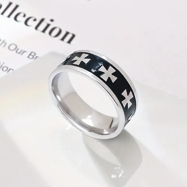Black Cross Ring (Titantium Steel)