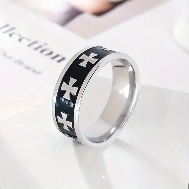 Black Cross Ring (Titantium Steel)