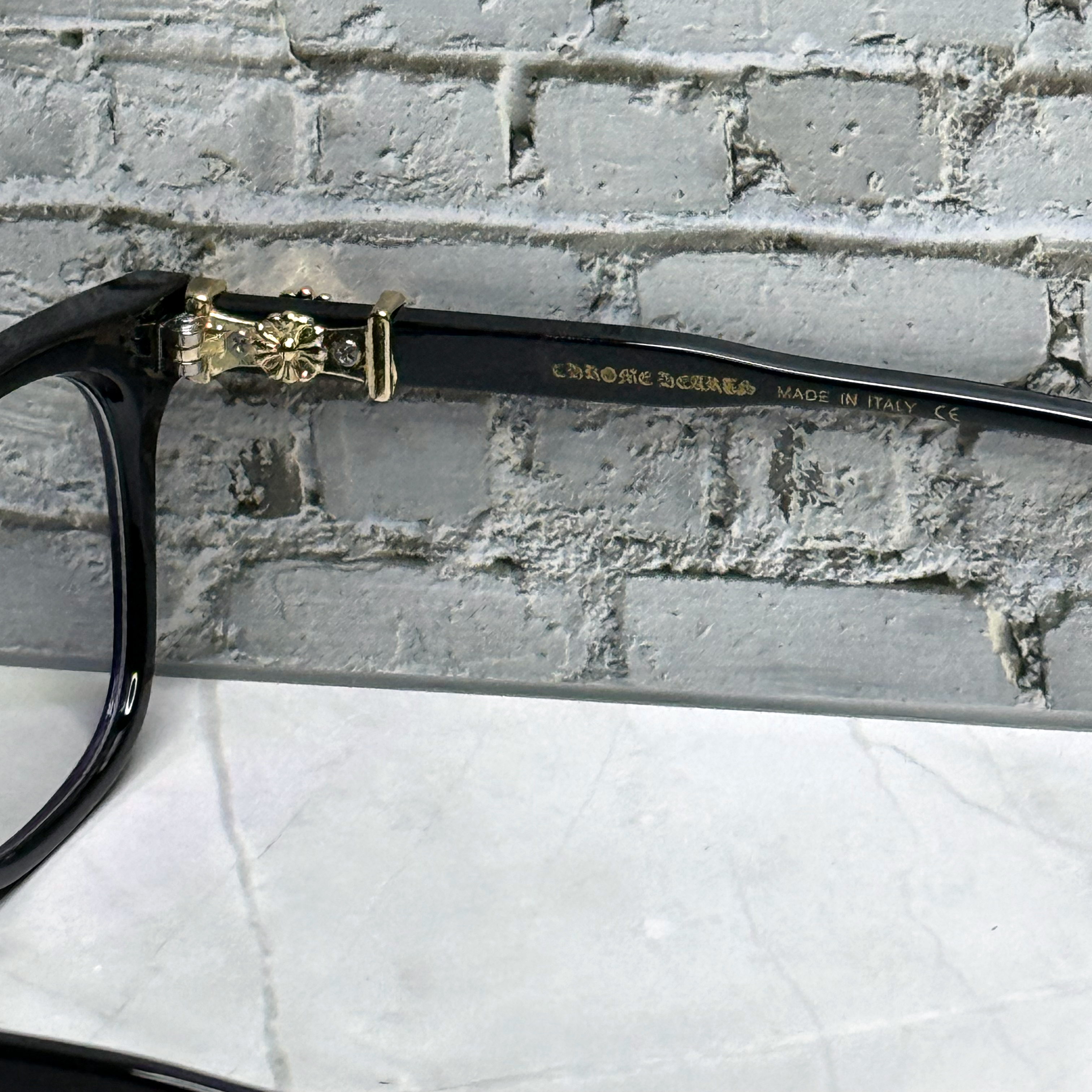#E2: Chrome Hearts Cox Ucker Anti-Blue Lens Glasses (Black & Gold)