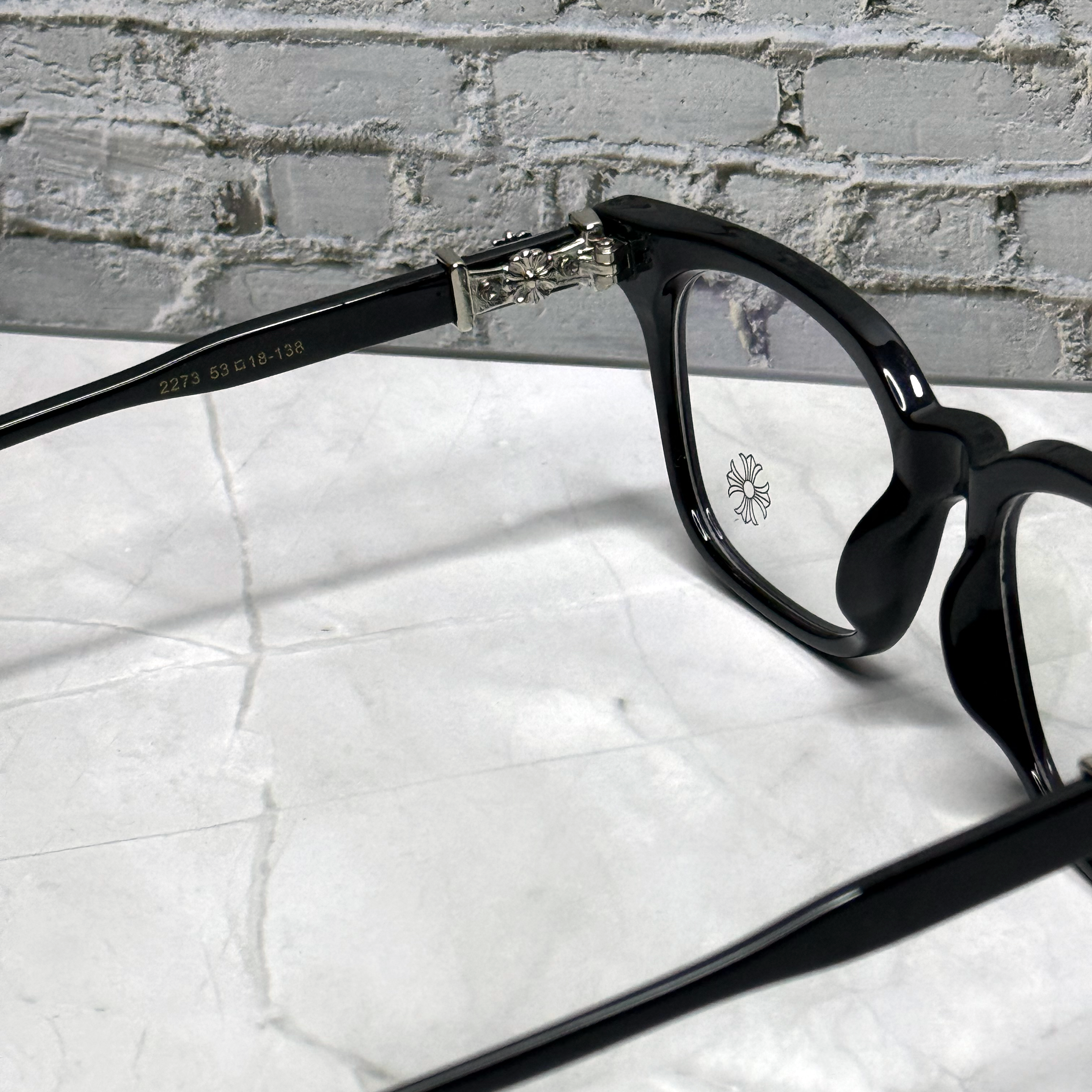 #E1: Chrome Hearts Cox Ucker Anti-Blue Lens Glasses (Black & Silver)