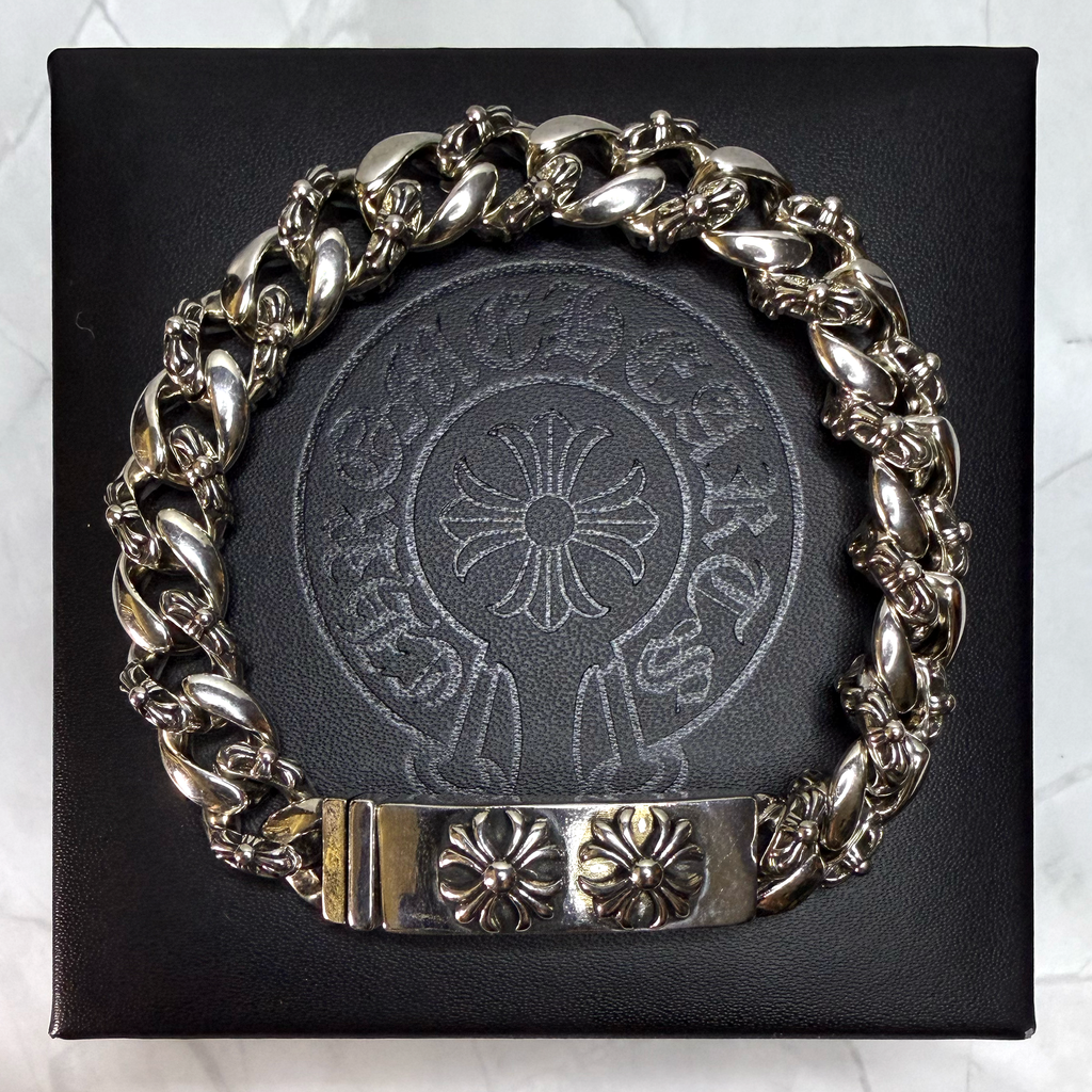 #CB2-2: Chrome Hearts Double Cross Emblem Some Cross Cuban Bracelet (Gold-Filled)