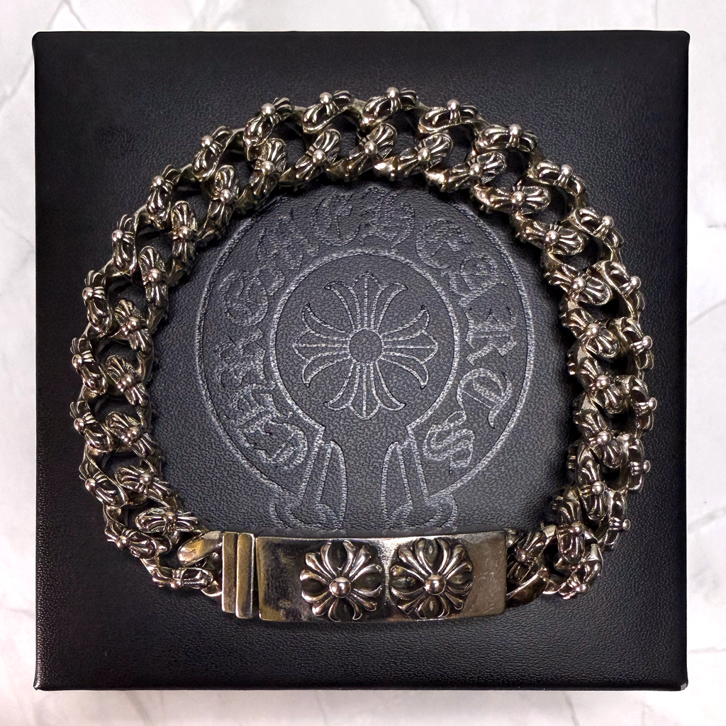 #CB2-3: Chrome Hearts Double Cross Emblem More Cross Cuban Bracelet (Gold-Filled)