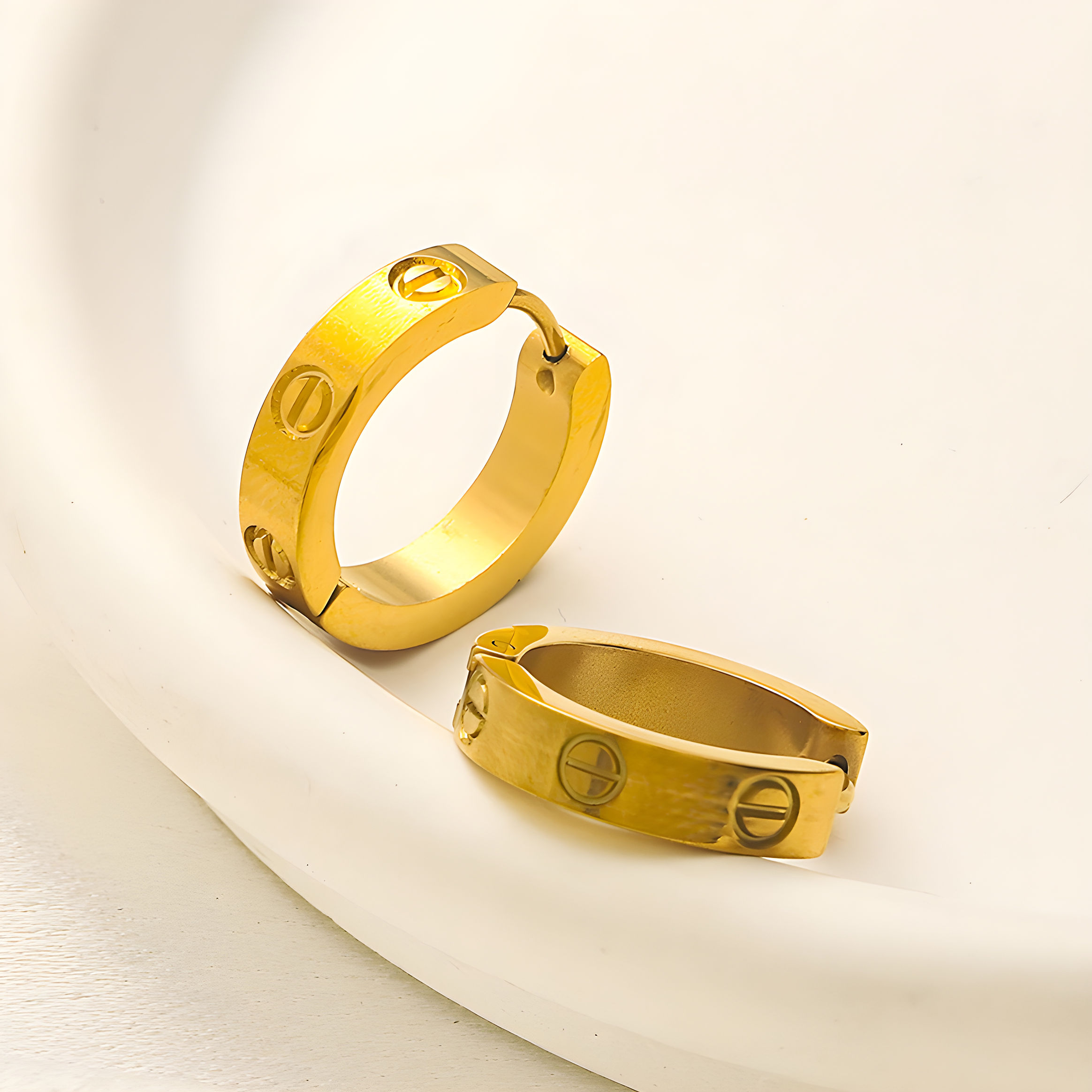 Cartier Gold Hoop Earrings (Stainless Steel)