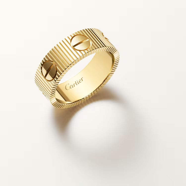 Cartier Gold Ribbed Love Ring (Stainless Steel)