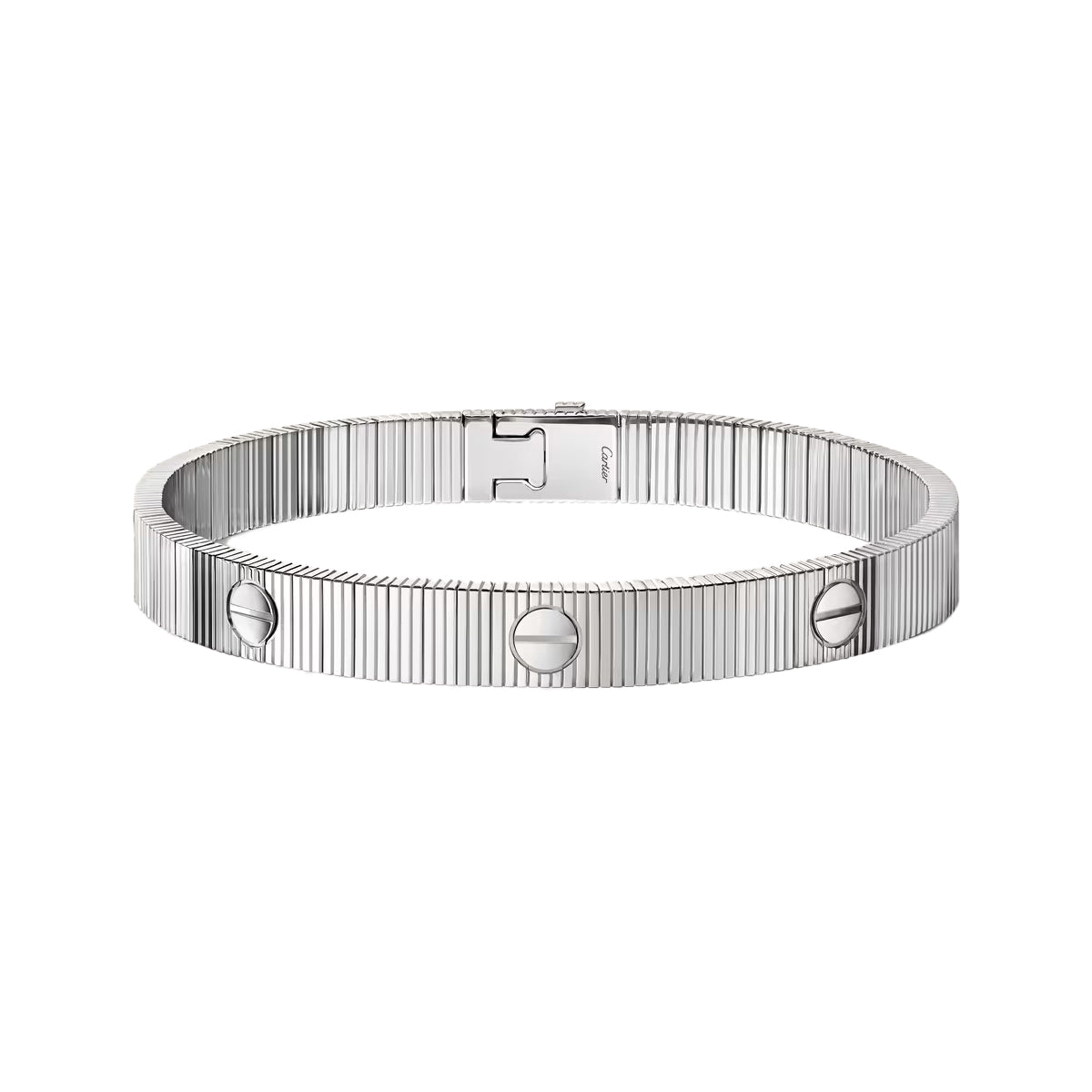 Cartier Silver Ribbed Love Bracelet (Stainless Steel)