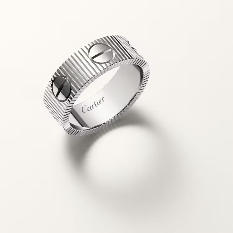Cartier Silver Ribbed Love Ring (Stainless Steel)