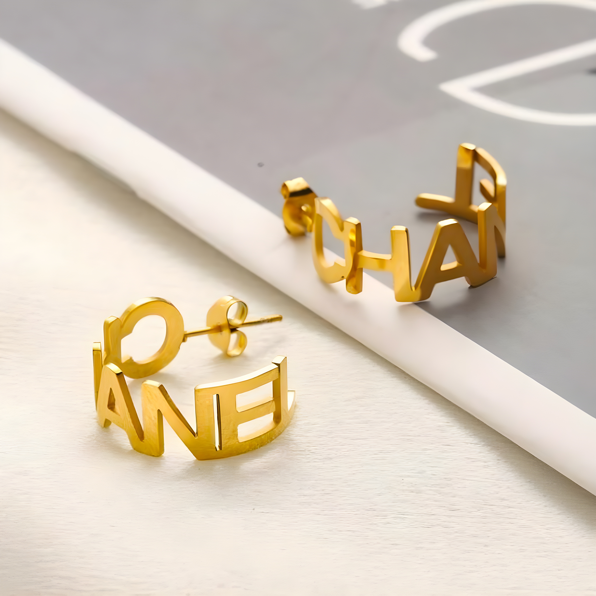 Chanel Gold Hoop Earrings (Stainless Steel)