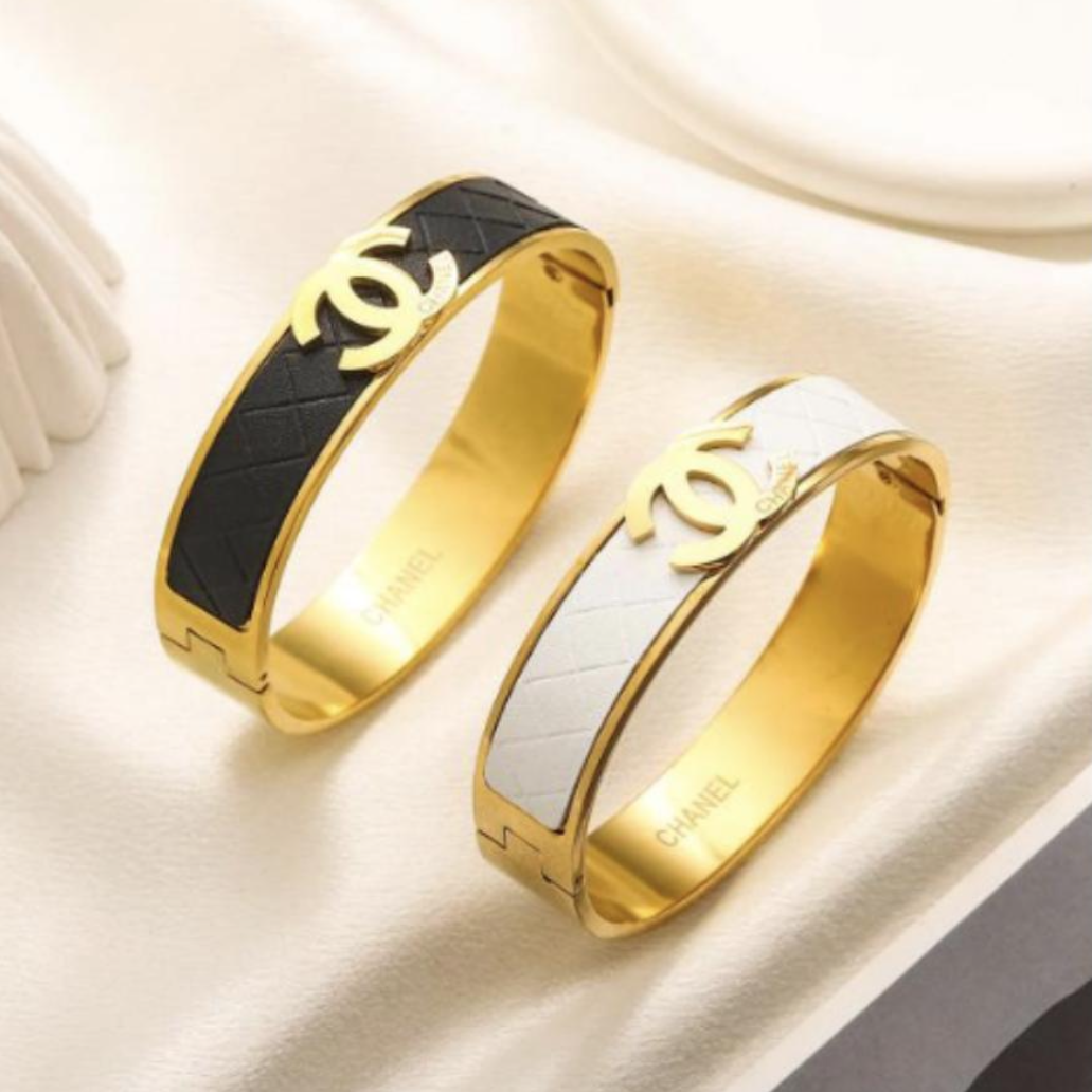 Chanel Quilt Emblem Bangle (Stainless Steel)