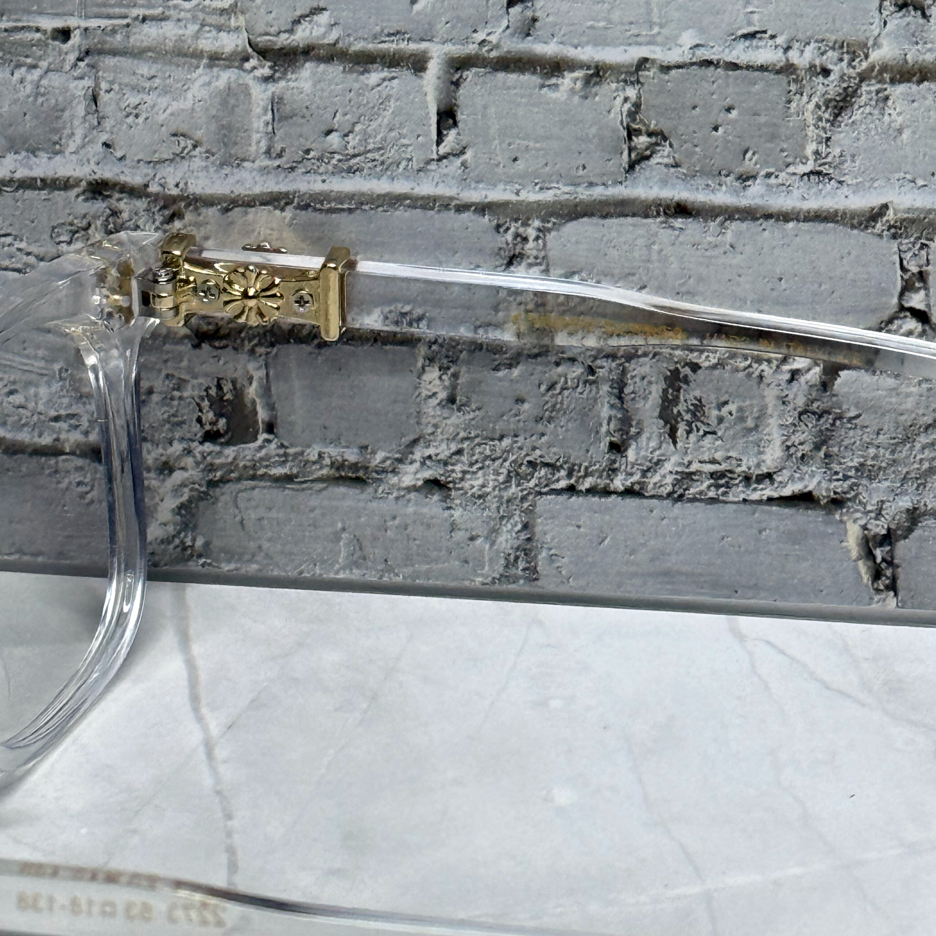 #E4: Chrome Hearts Cox Ucker Anti-Blue Lens Glasses (Clear & Gold)