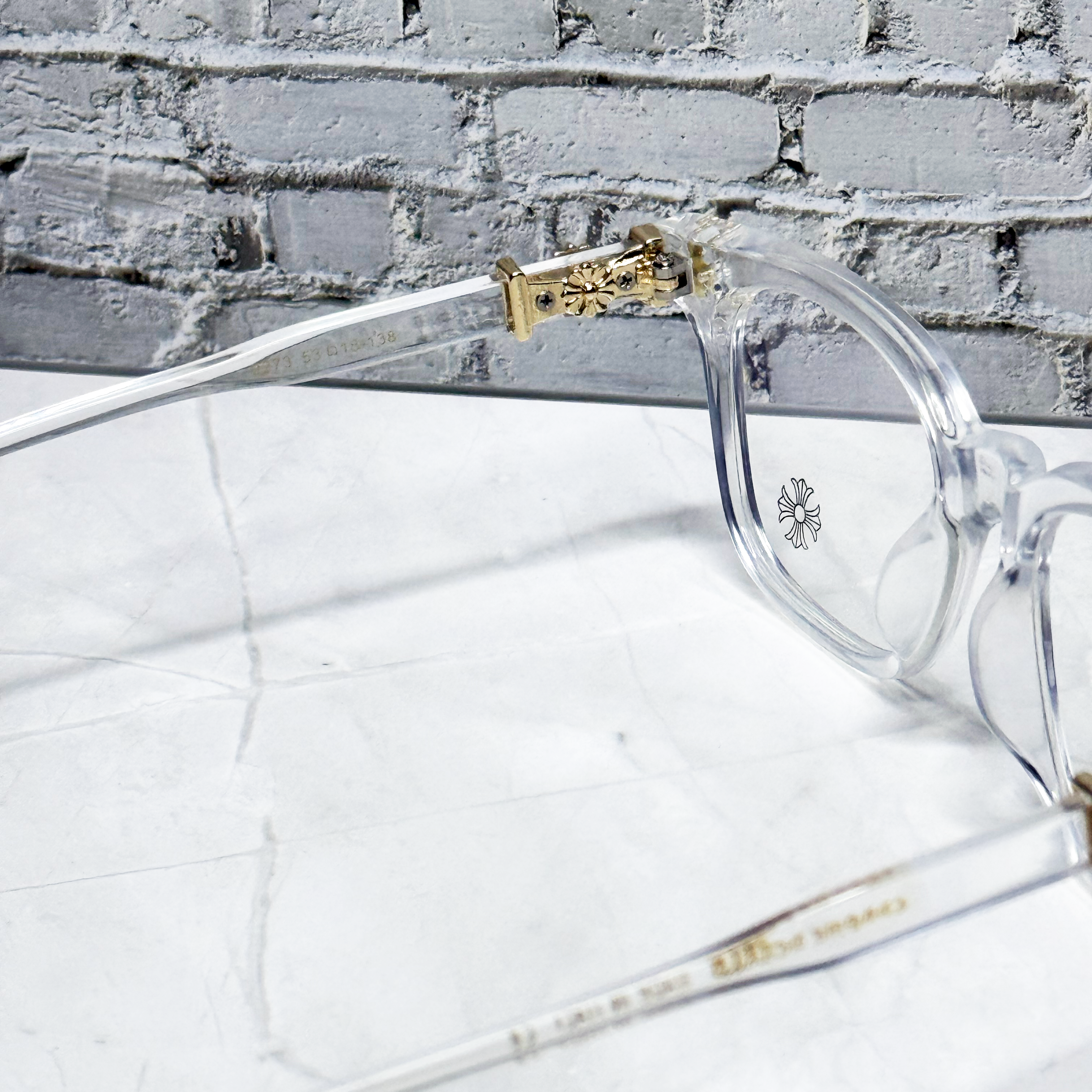 #E4: Chrome Hearts Cox Ucker Anti-Blue Lens Glasses (Clear & Gold)