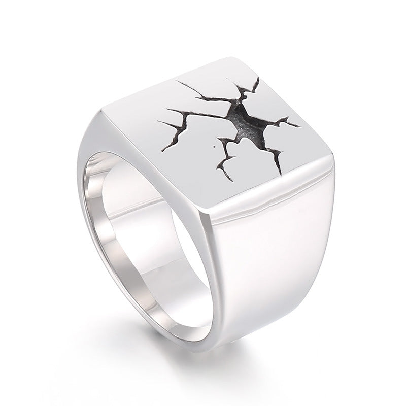 Cracked Signet Ring (Titantium Steel)