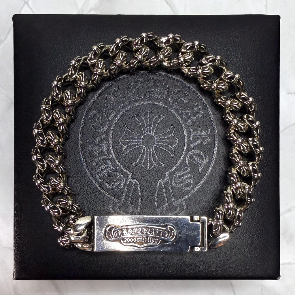 #CB2-3: Chrome Hearts Double Cross Emblem More Cross Cuban Bracelet (Gold-Filled)