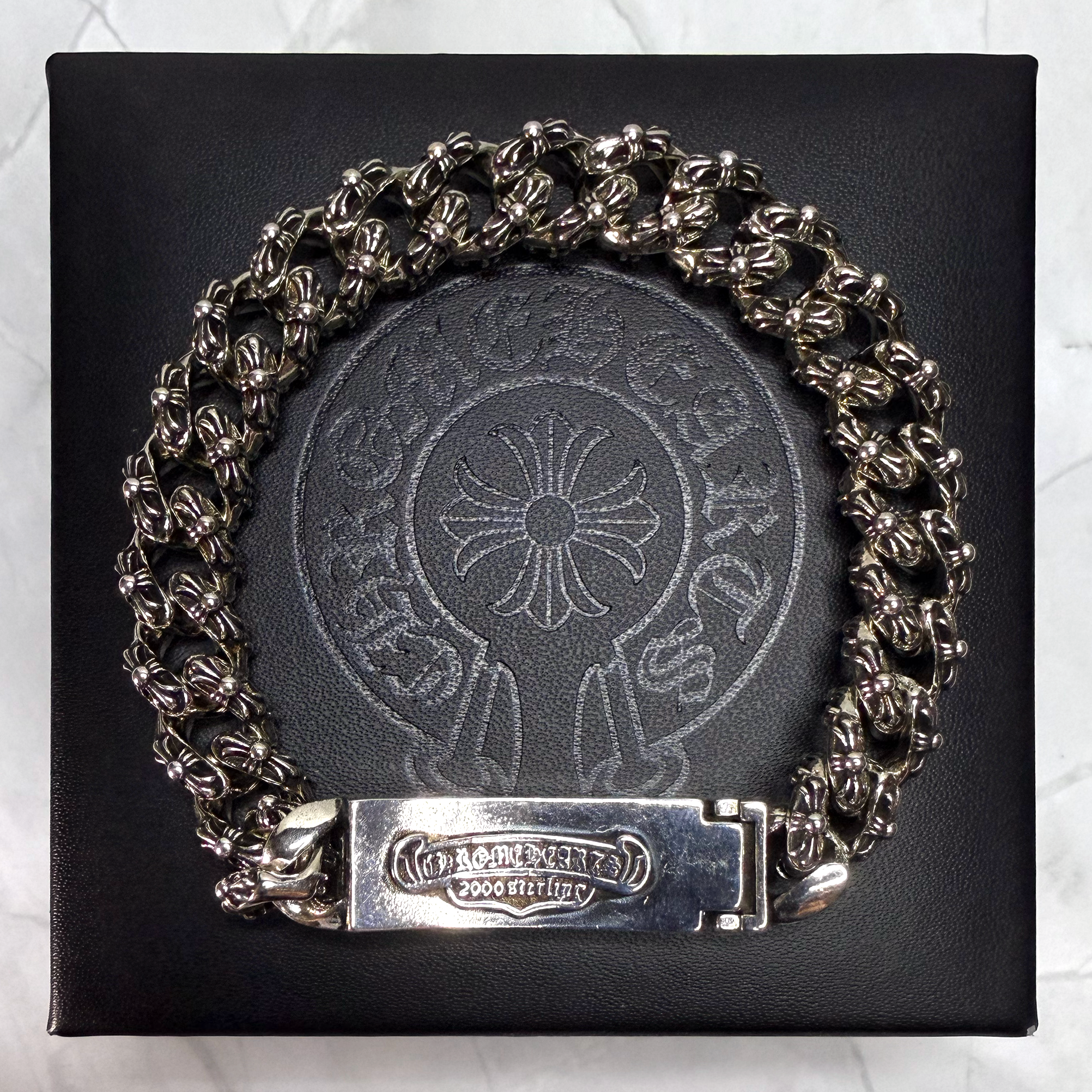 #CB2-3: Chrome Hearts Double Cross Emblem More Cross Cuban Bracelet (Gold-Filled)