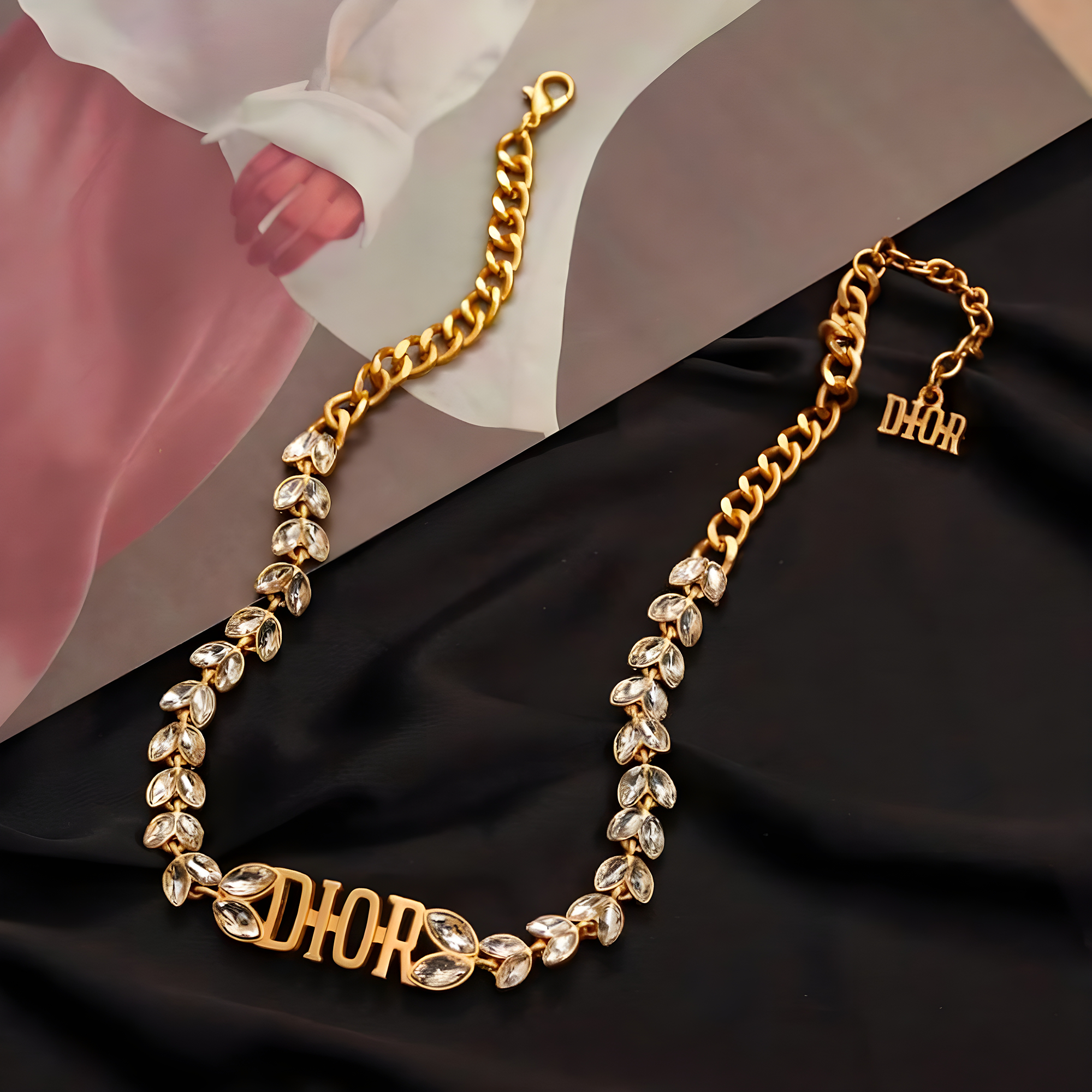 Dior Gold Leaf Necklace (Stainless Steel)