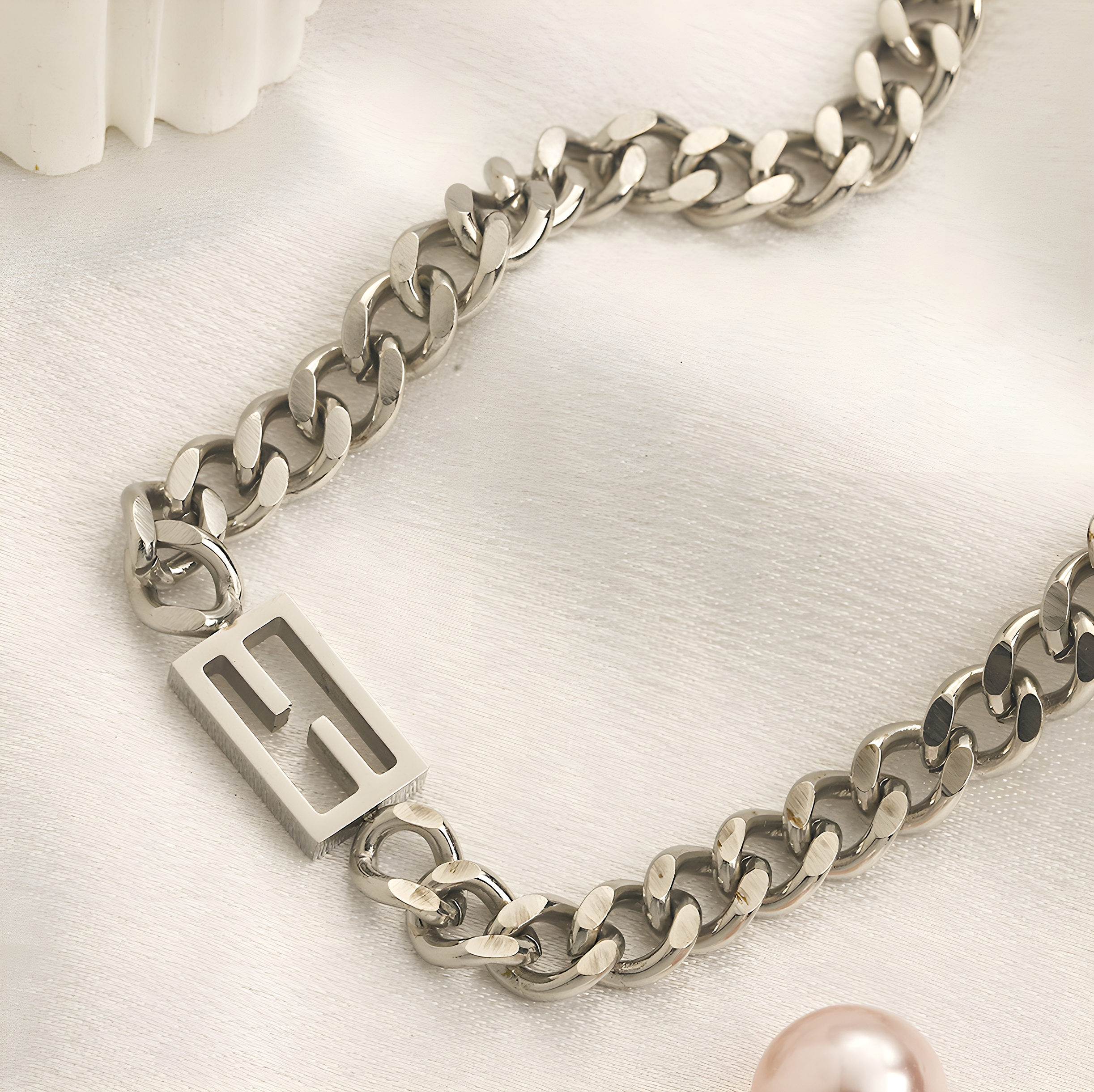 Fendi Cuban Necklace (Stainless Steel)