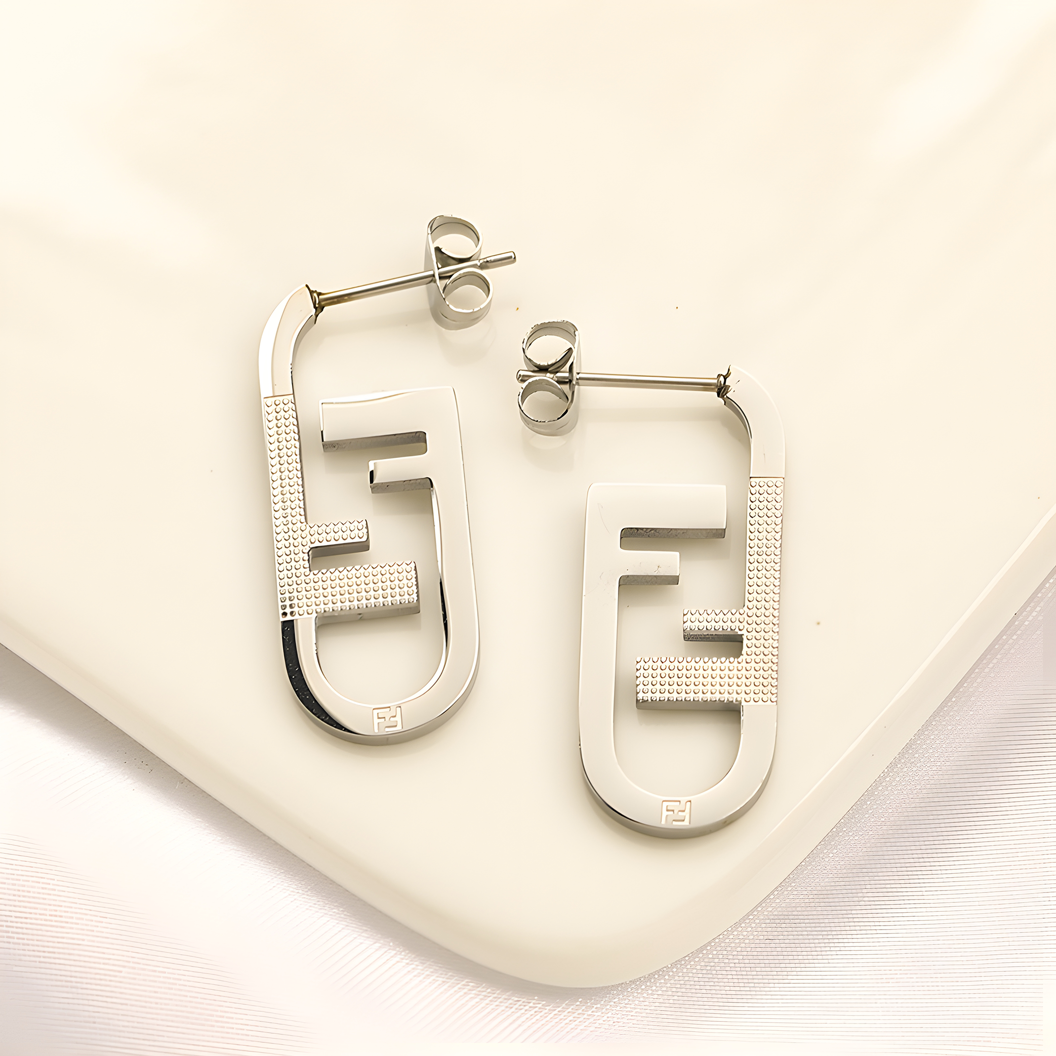 Fendi Emblem Hoop Earrings (Stainless Steel)
