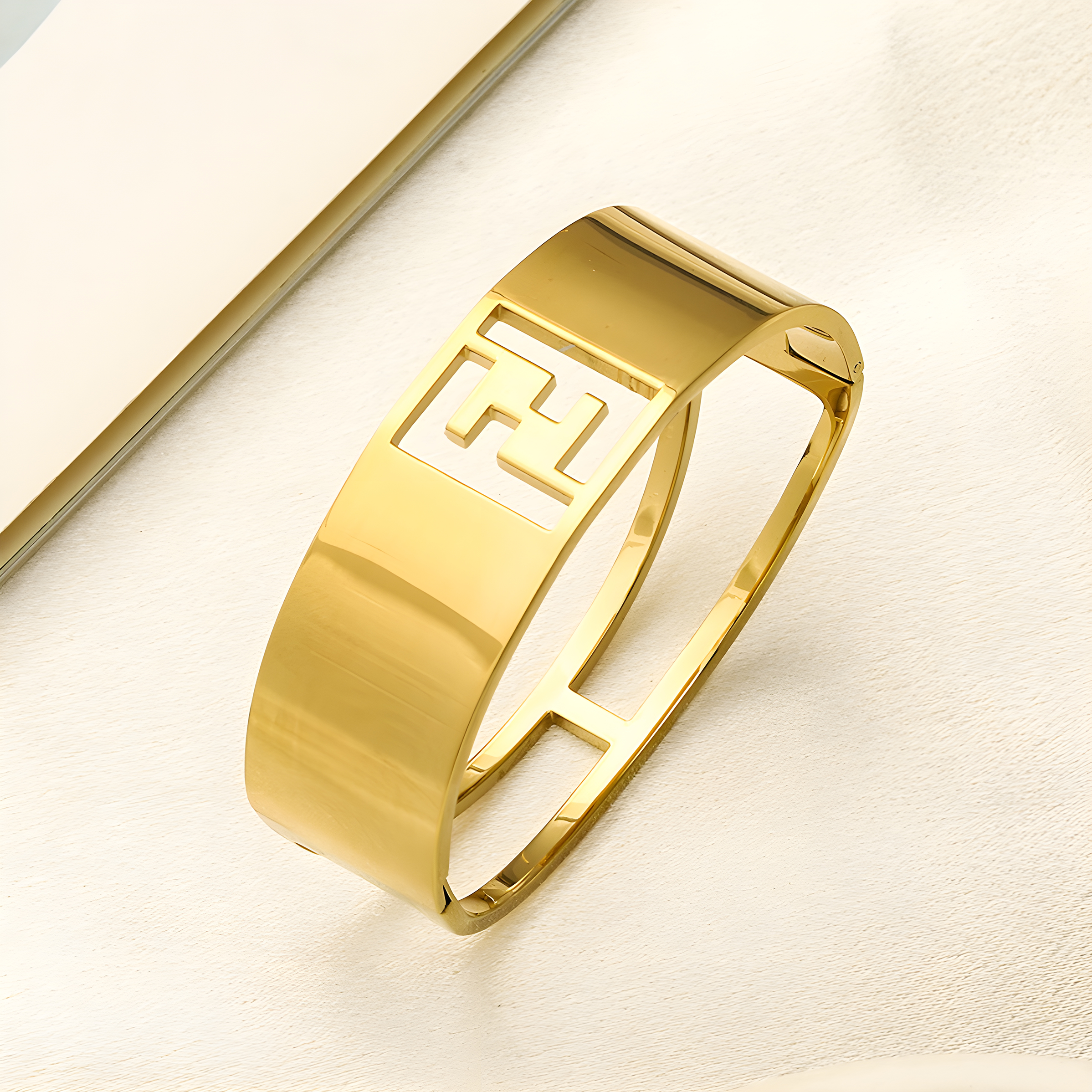 Fendi Gold Emblem Bangle (Stainless Steel)