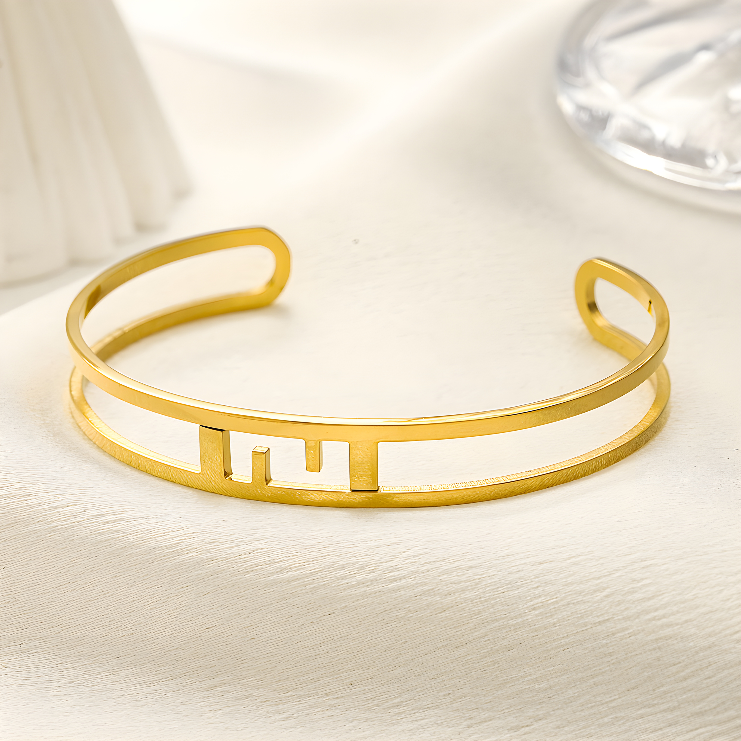 Fendi Gold Open Bangle (Stainless Steel)