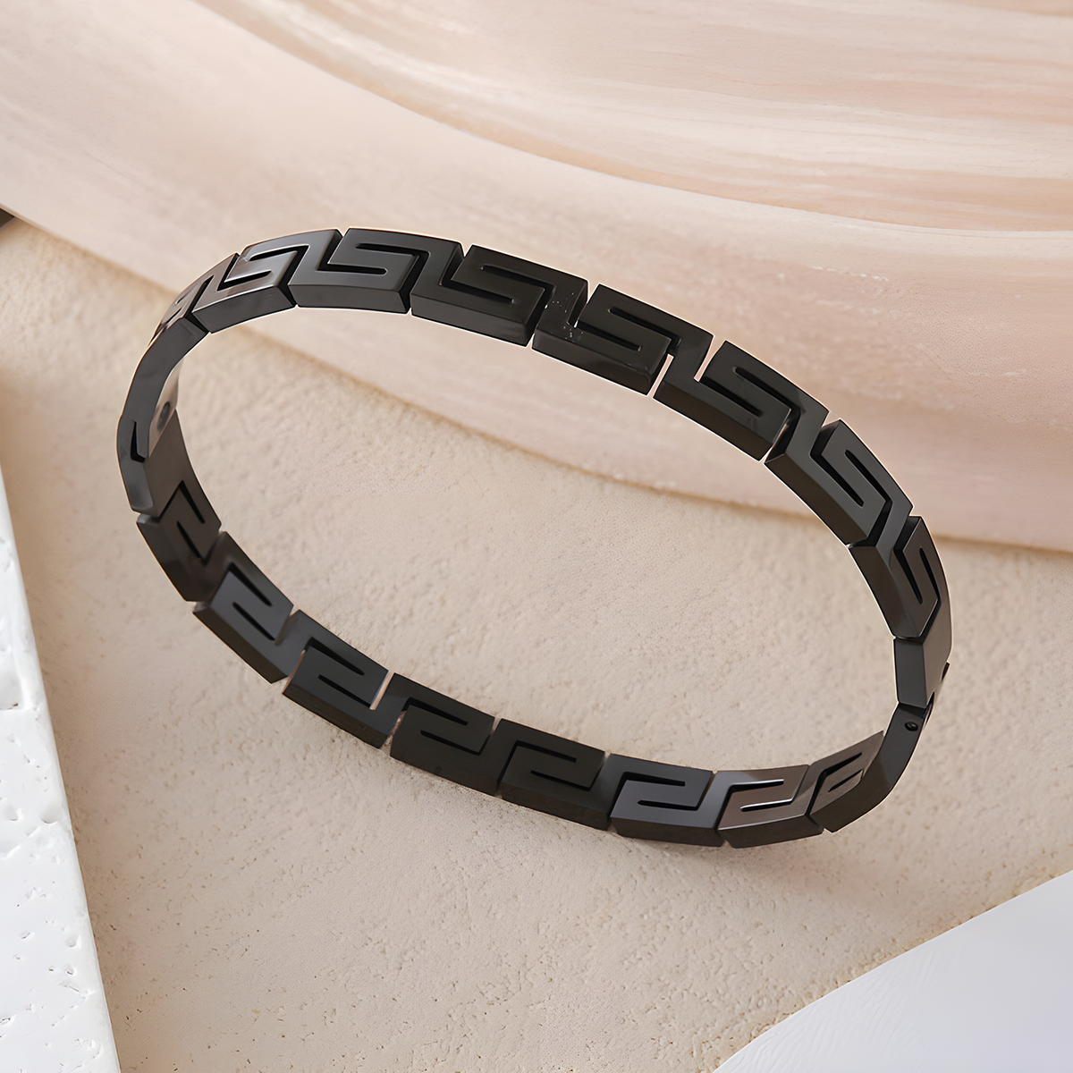 Greek Meander Bangle (Stainless Steel)
