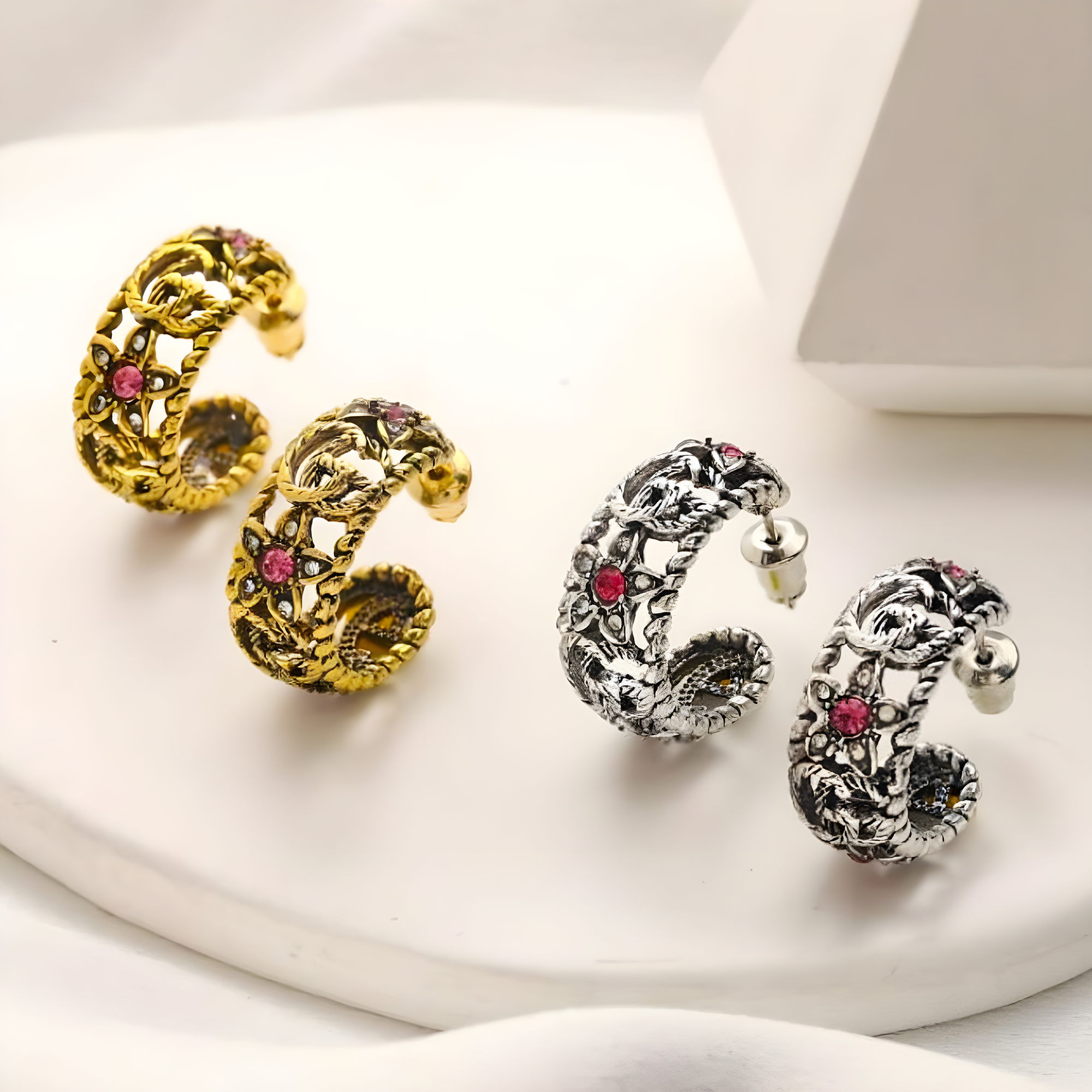 Gucci Emblem Hoop Earrings (Stainless Steel)