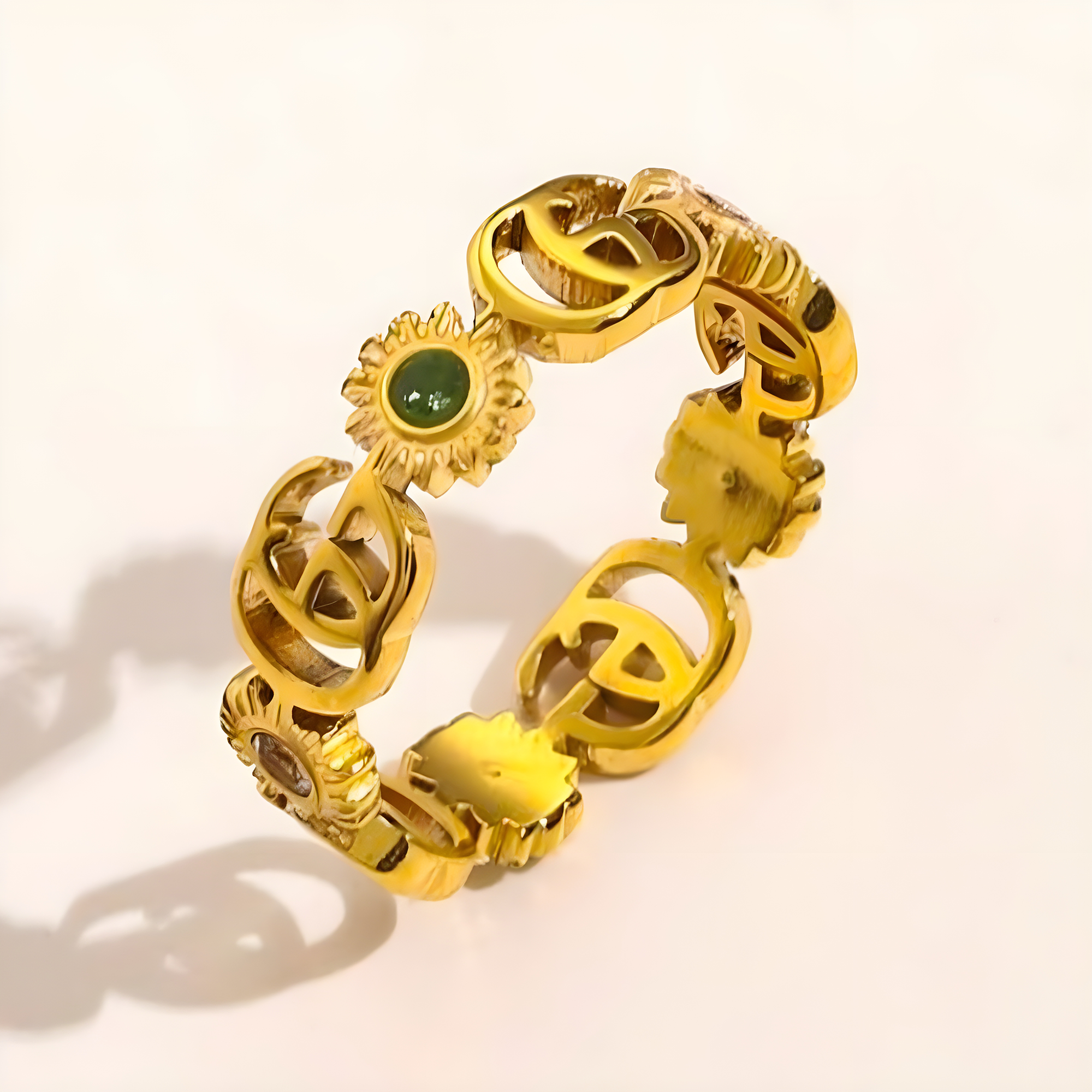 Gucci Gold Emblem Ring (Stainless Steel)