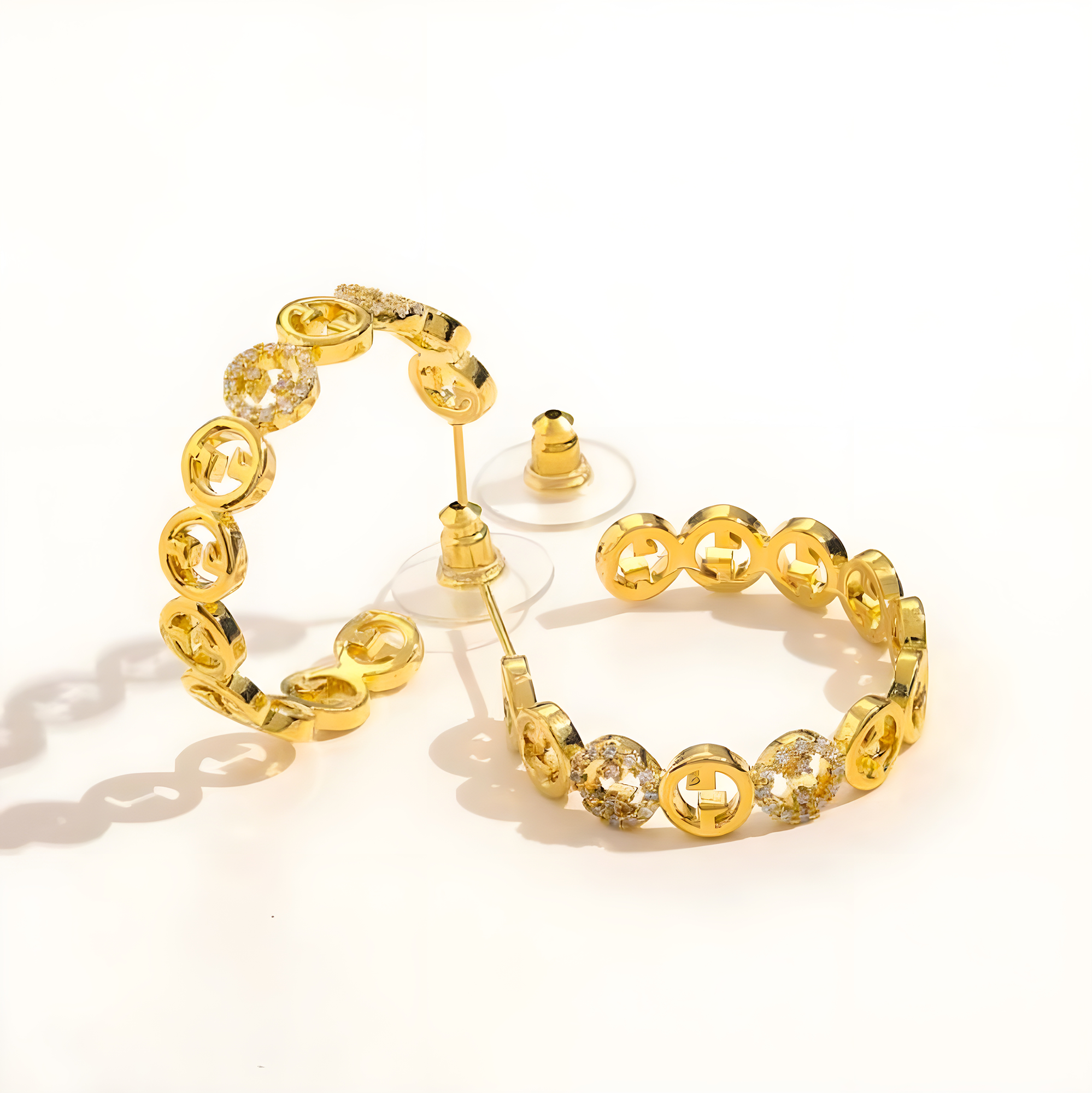 Gucci Gold Emblem Stud Earrings (Stainless Steel)