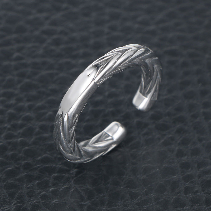 Dragon Bar Bone Open Ring (Titantium Steel)