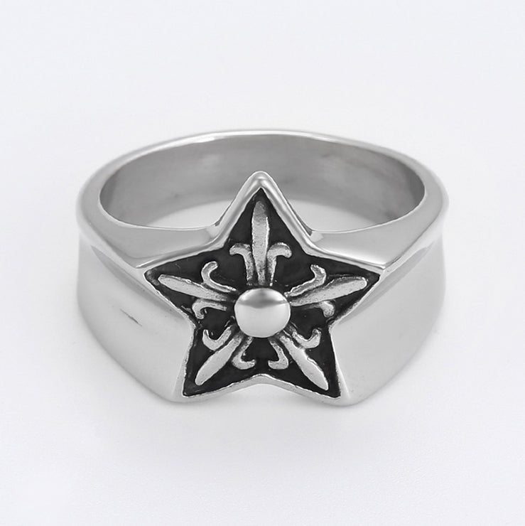 #R13: Chrome Hearts Inprired Dagger Star Ring (Titanium Steel)