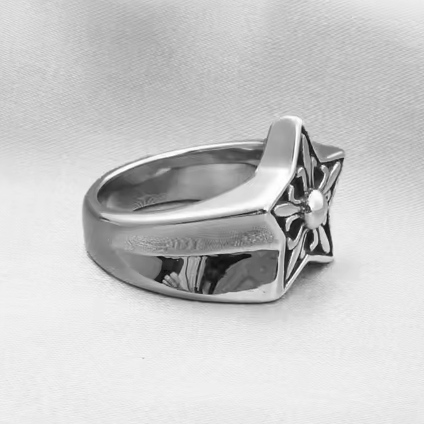 #R13: Chrome Hearts Inprired Dagger Star Ring (Titanium Steel)