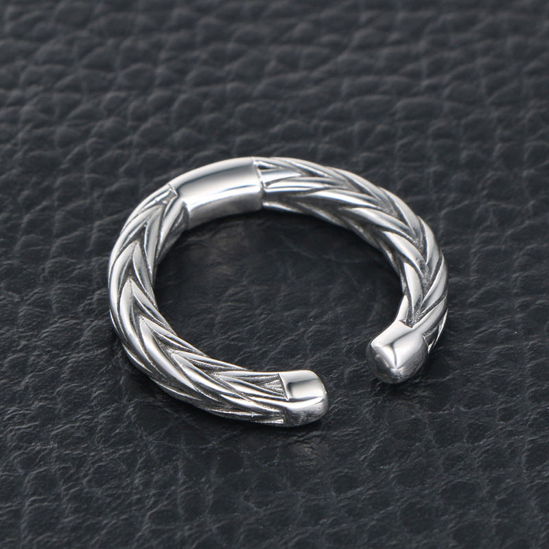 Dragon Bar Bone Open Ring (Titantium Steel)