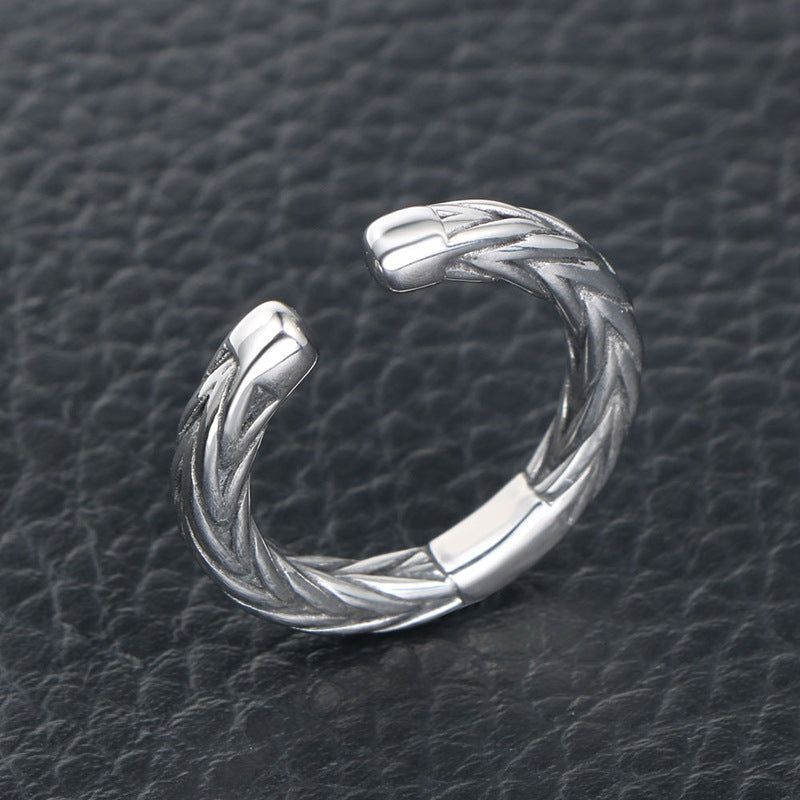 Dragon Bar Bone Open Ring (Titantium Steel)