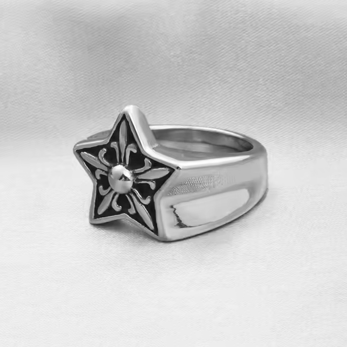 #R13: Chrome Hearts Inprired Dagger Star Ring (Titanium Steel)