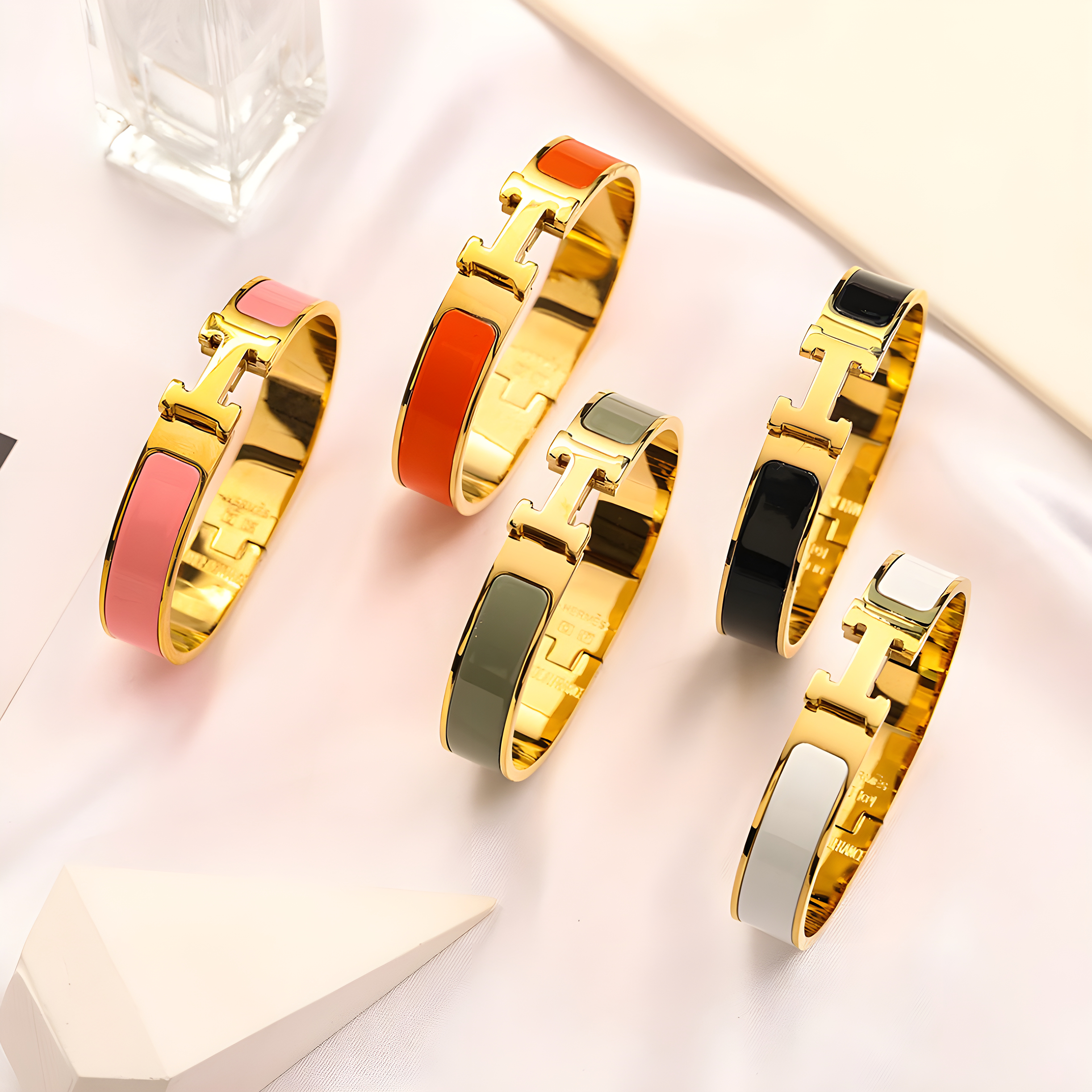 Hermes Gold Emblem Bangle (Stainless Steel)