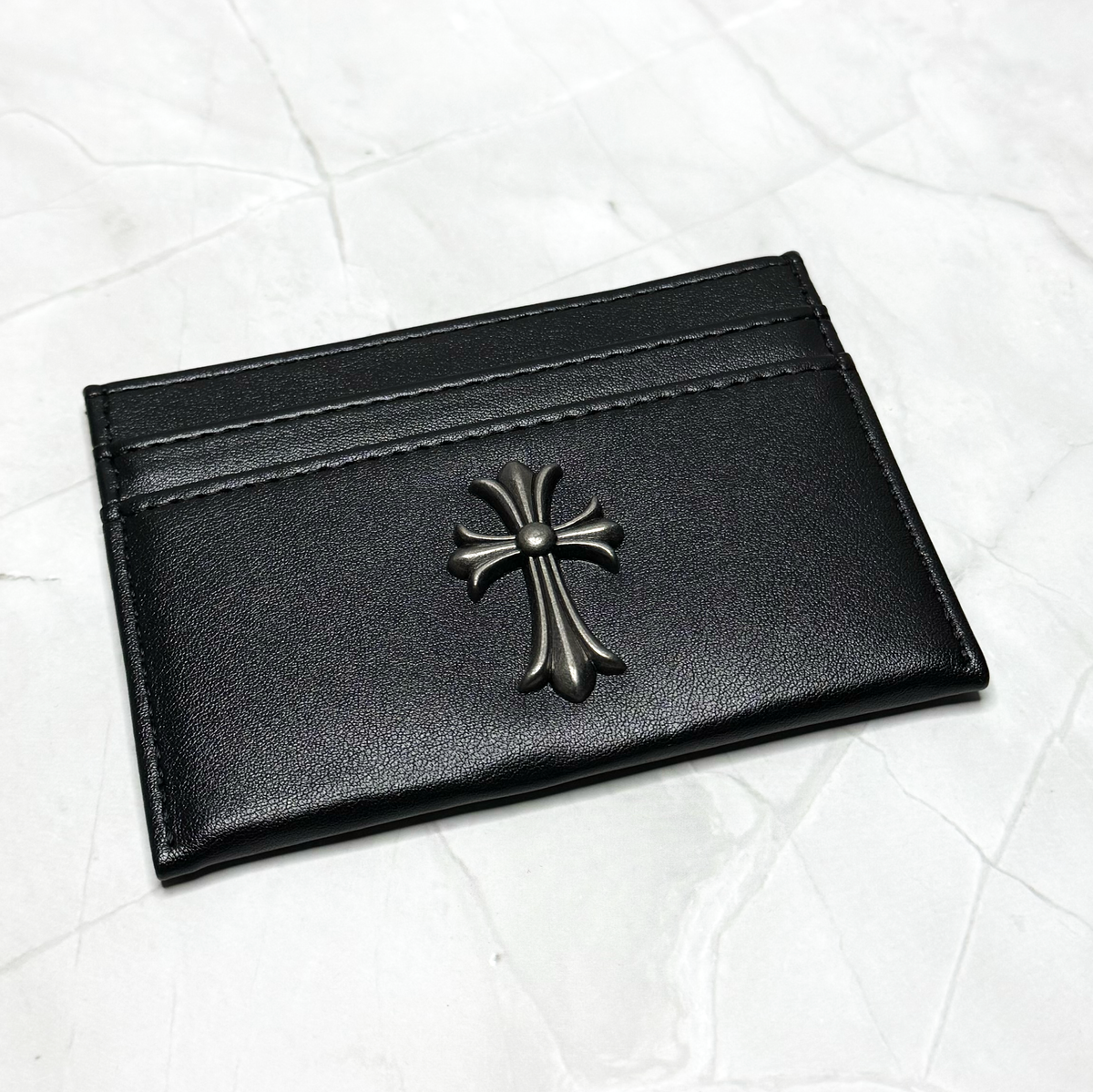 Chrome Hearts Cross Emblem Black Card Holder Wallet