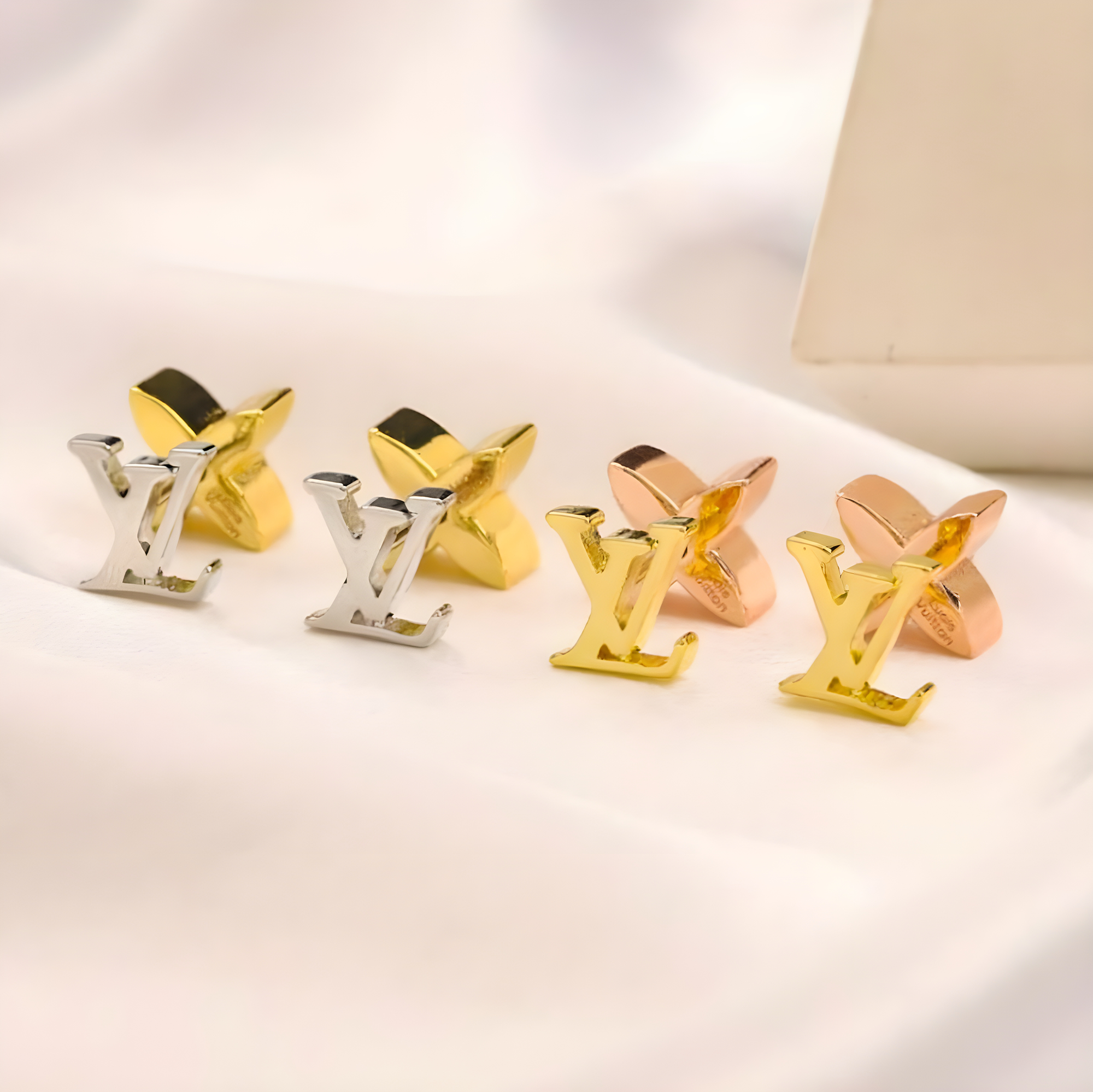 LV Emblem Floral Earrings (Stainless Steel)