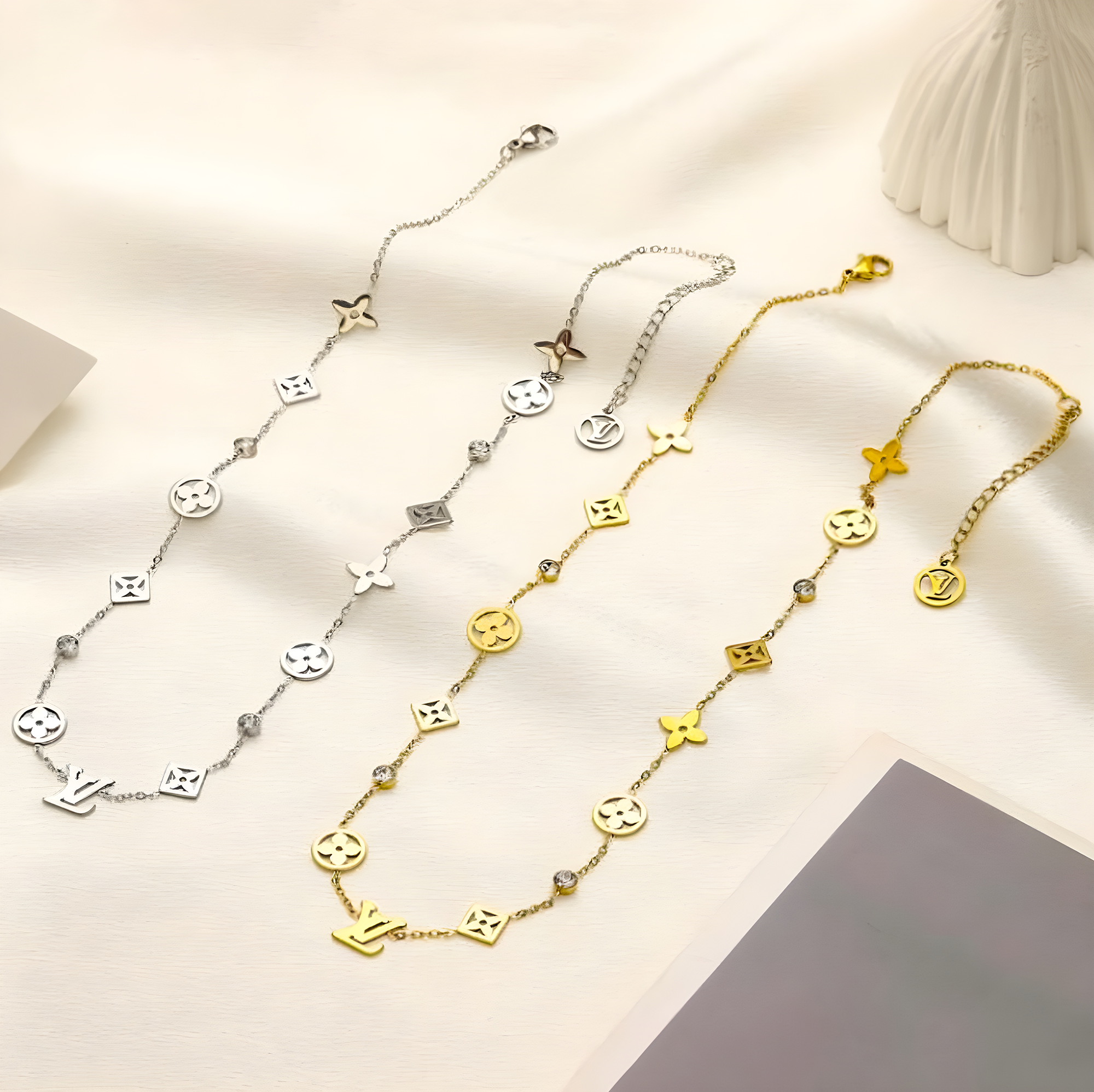 LV Floral Emblem Necklace (Stainless Steel)