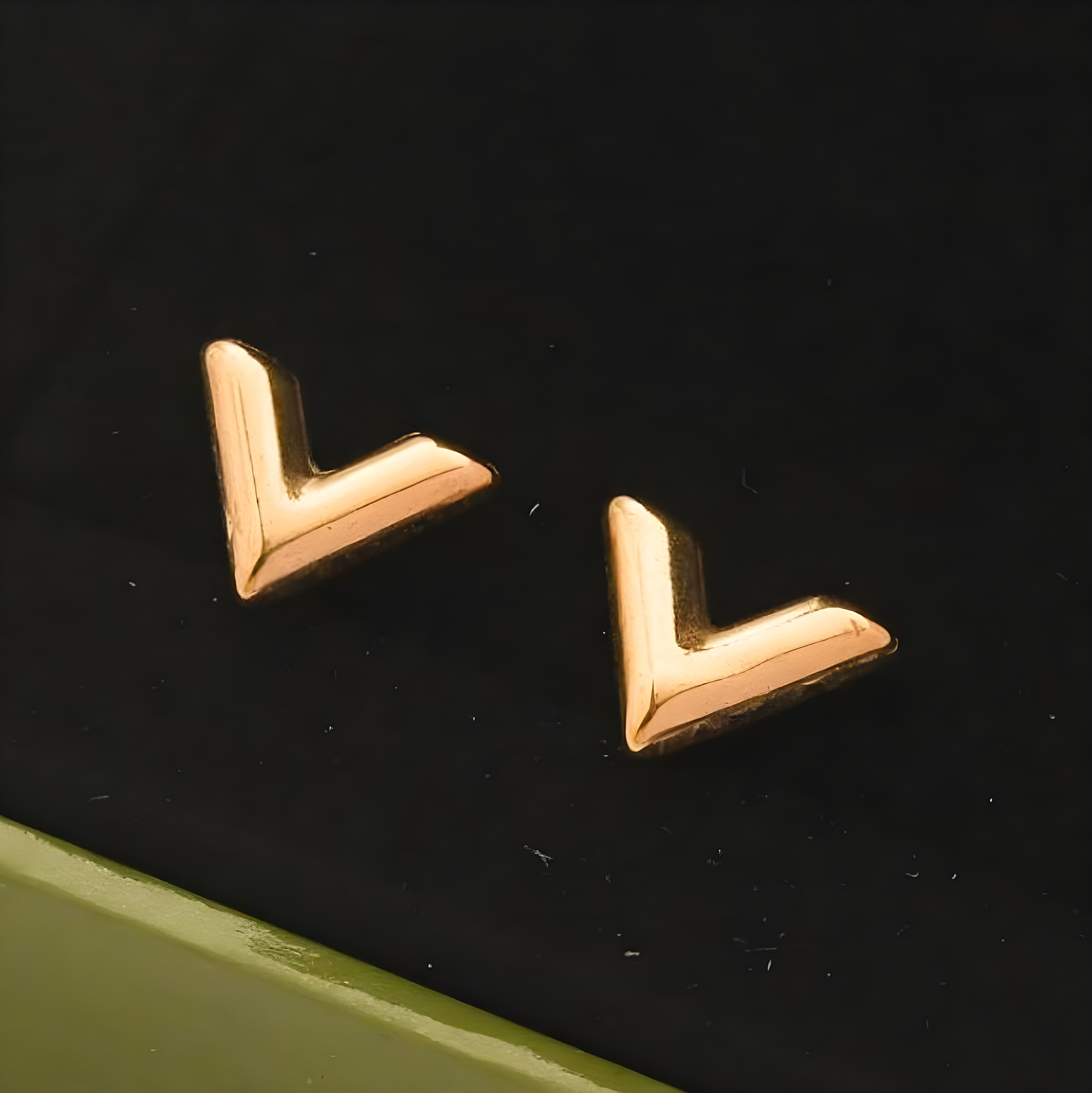 LV Gold Emblem Earrings (Stainless Steel)