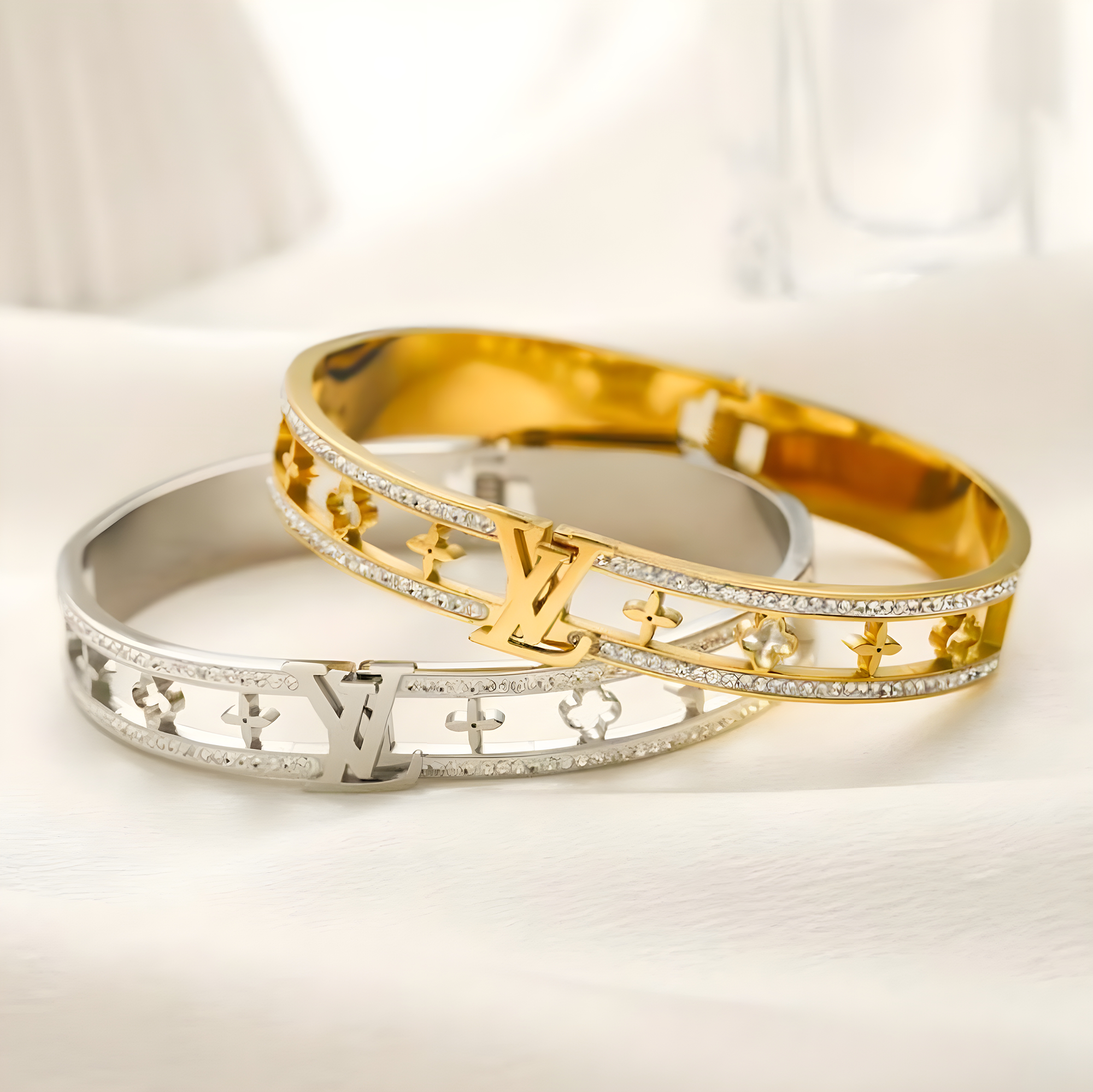 LV Hollow Emblem Bangle (Stainless Steel)